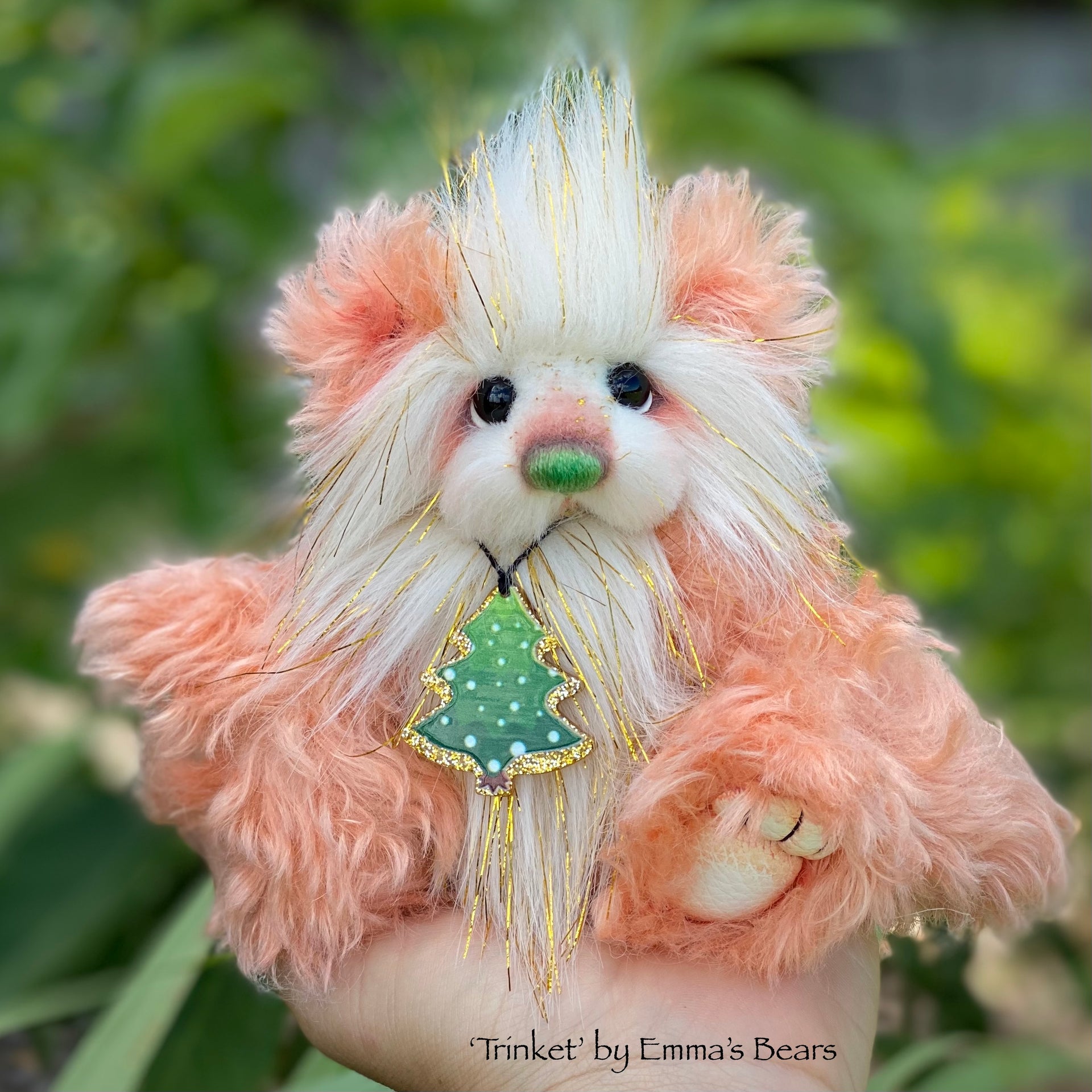 Trinket - 6" Mohair and Faux Fur Christmas Artist Bear by Emma's Bears - OOAK