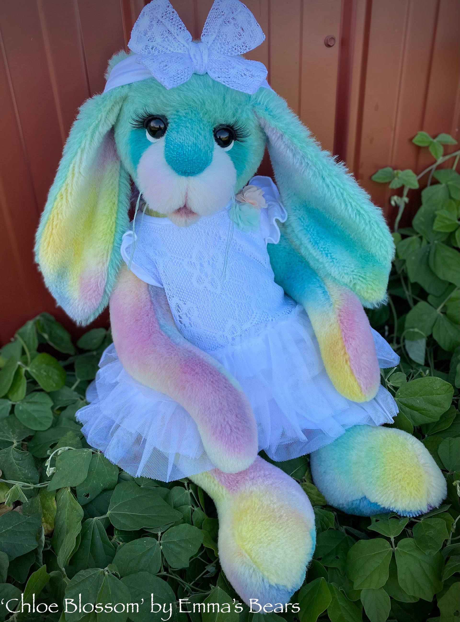 Chloe Blossom - 20" Hand-Dyed Alpaca and Mohair Artist Bunny by Emma's Bears - OOAK