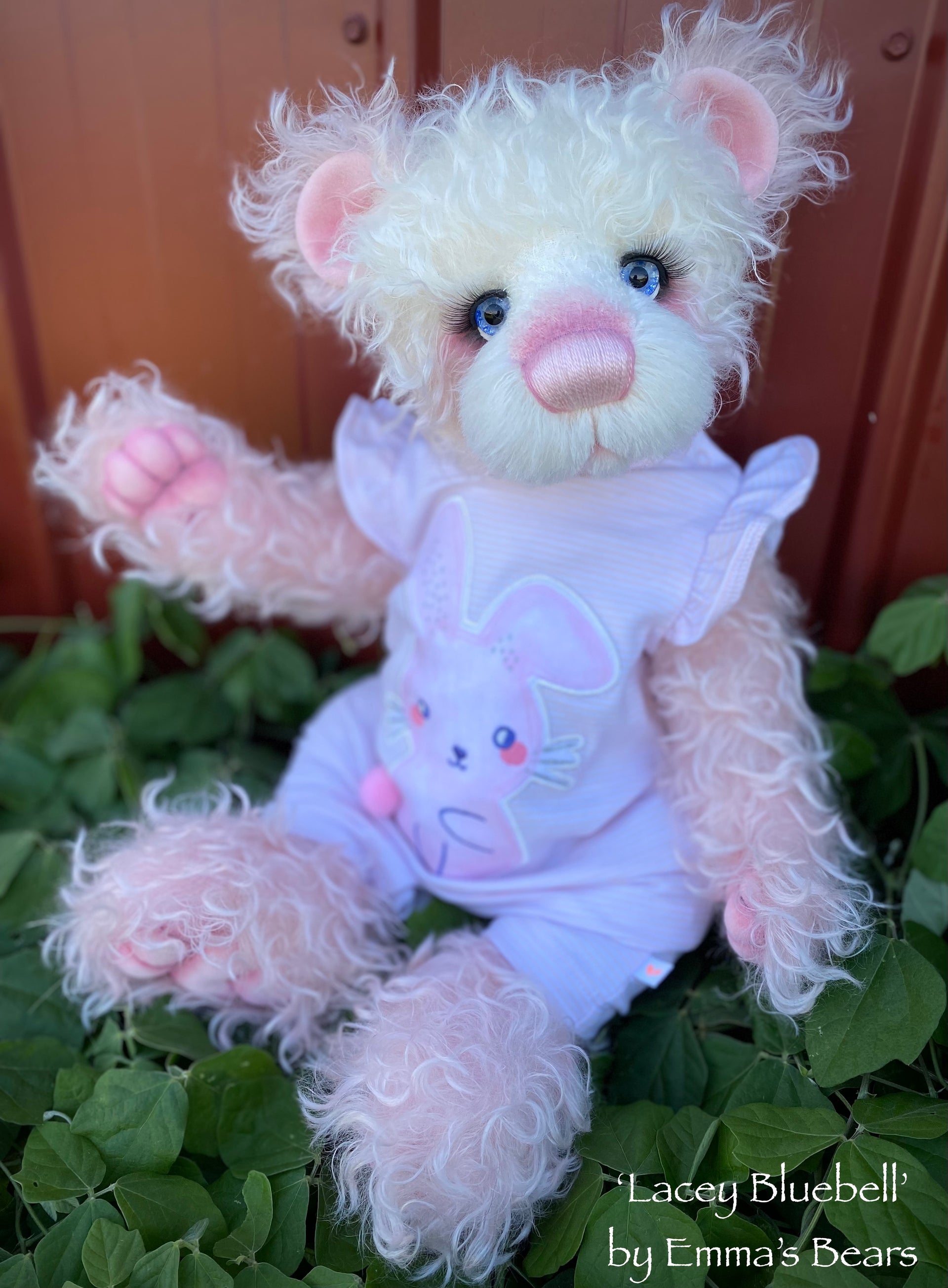 Lacey Bluebell - 17" Hand-Dyed Mohair Artist Baby Bear by Emma's Bears - OOAK