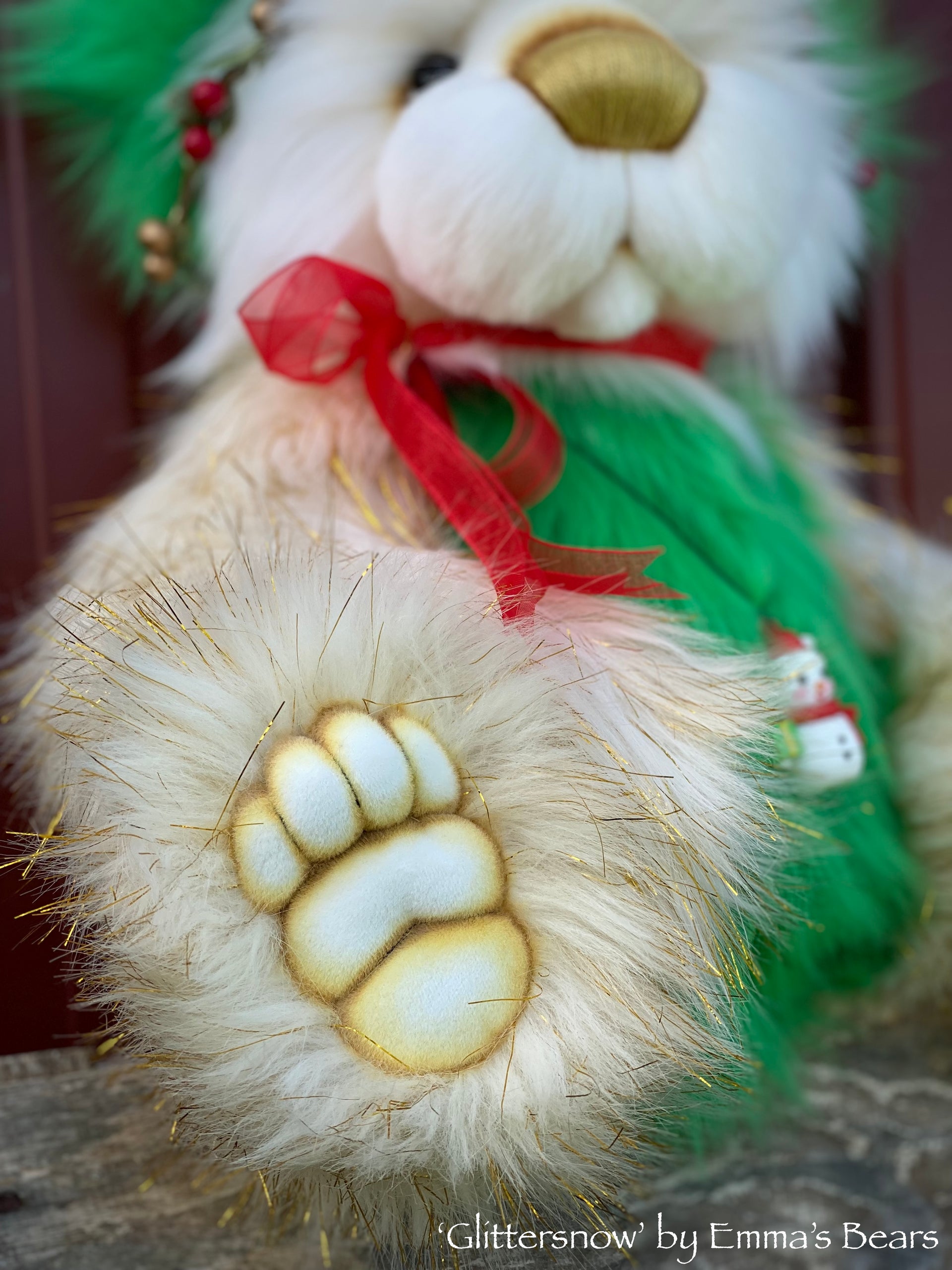 Glittersnow - 18" Faux Fur Christmas Artist Bear by Emma's Bears - OOAK