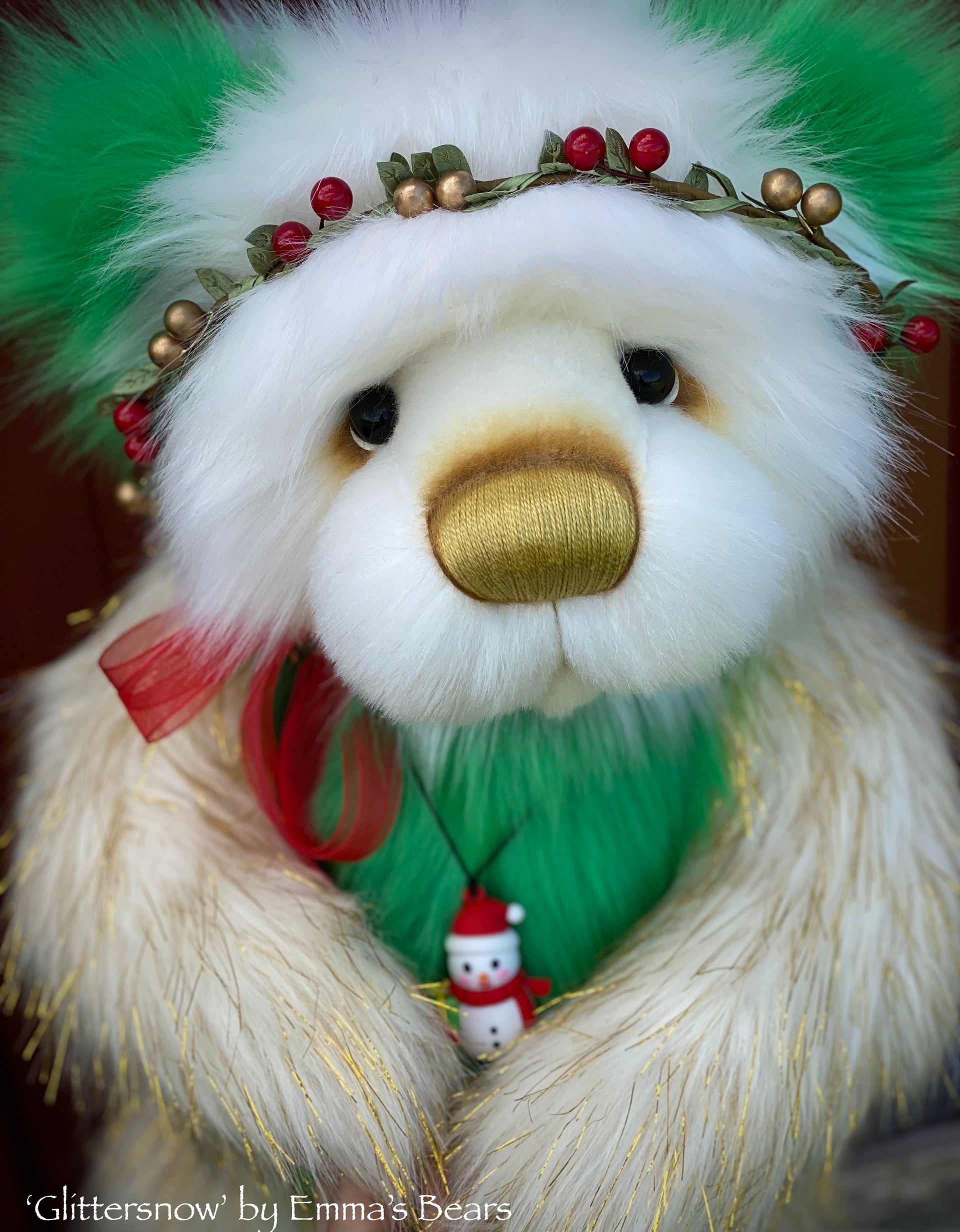 Glittersnow - 18" Faux Fur Christmas Artist Bear by Emma's Bears - OOAK