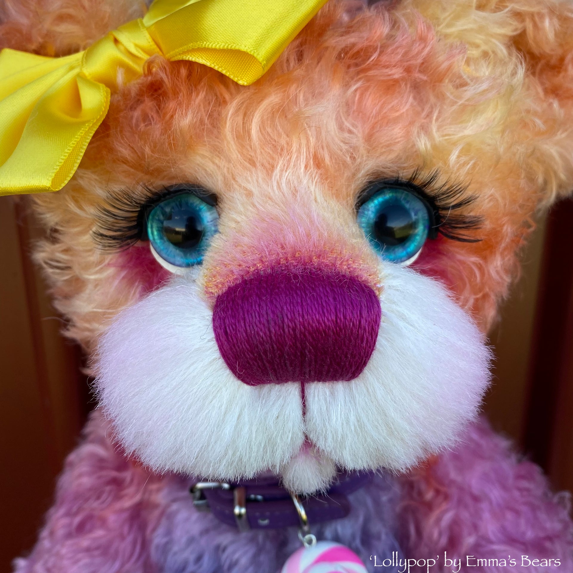 Lollypop - 16" Hand-dyed curly kid mohair Artist Bear by Emmas Bears - OOAK