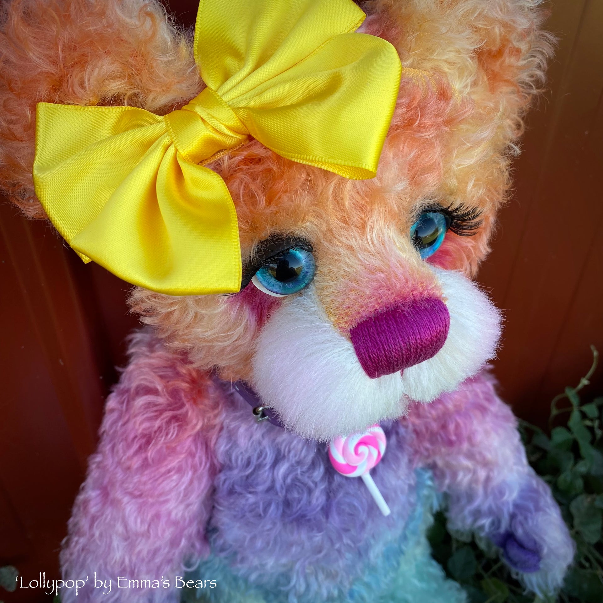 Lollypop - 16" Hand-dyed curly kid mohair Artist Bear by Emmas Bears - OOAK