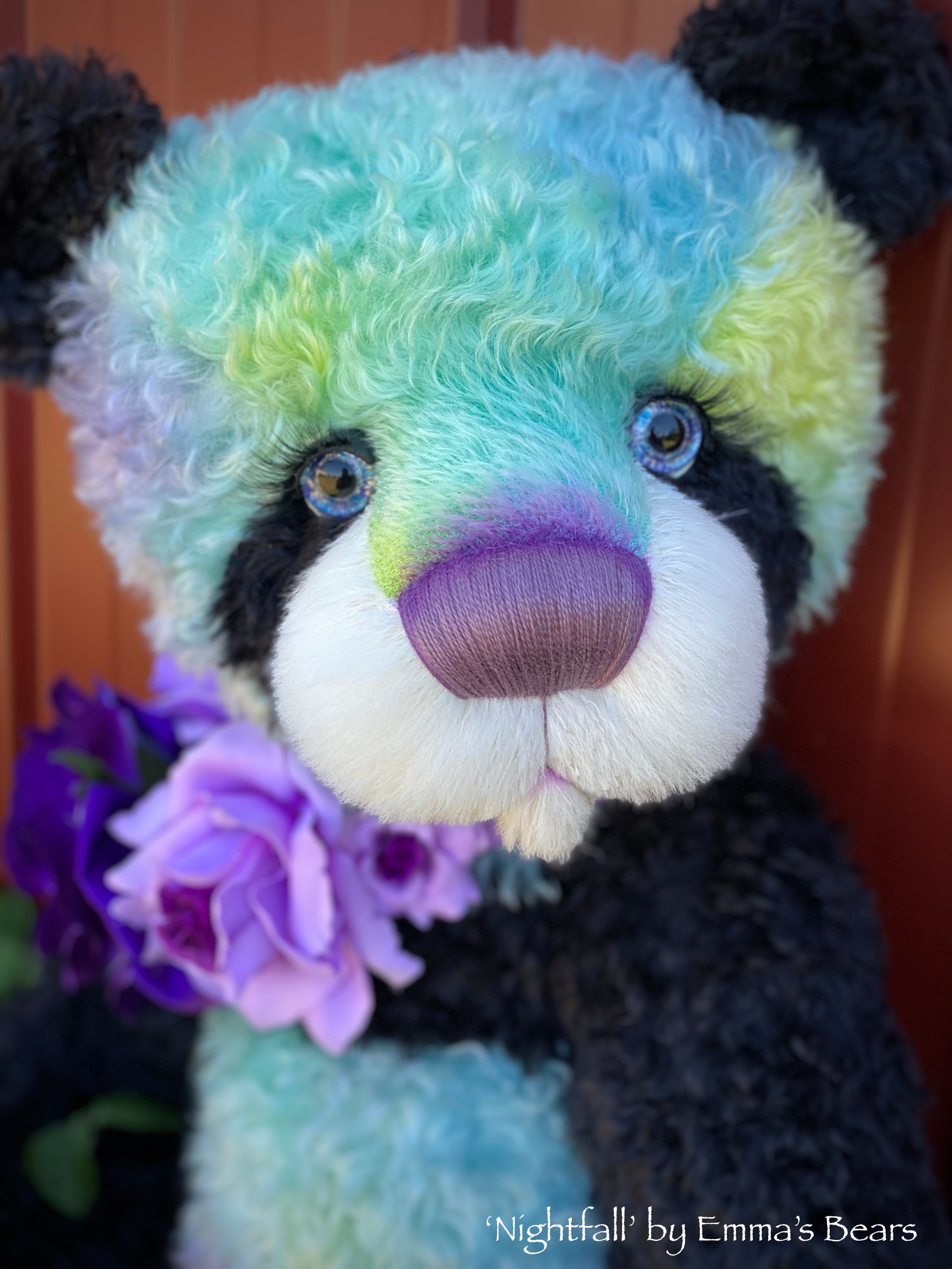 Nightfall- 23" hand dyed rainbow kid mohair bear by Emmas Bears - OOAK