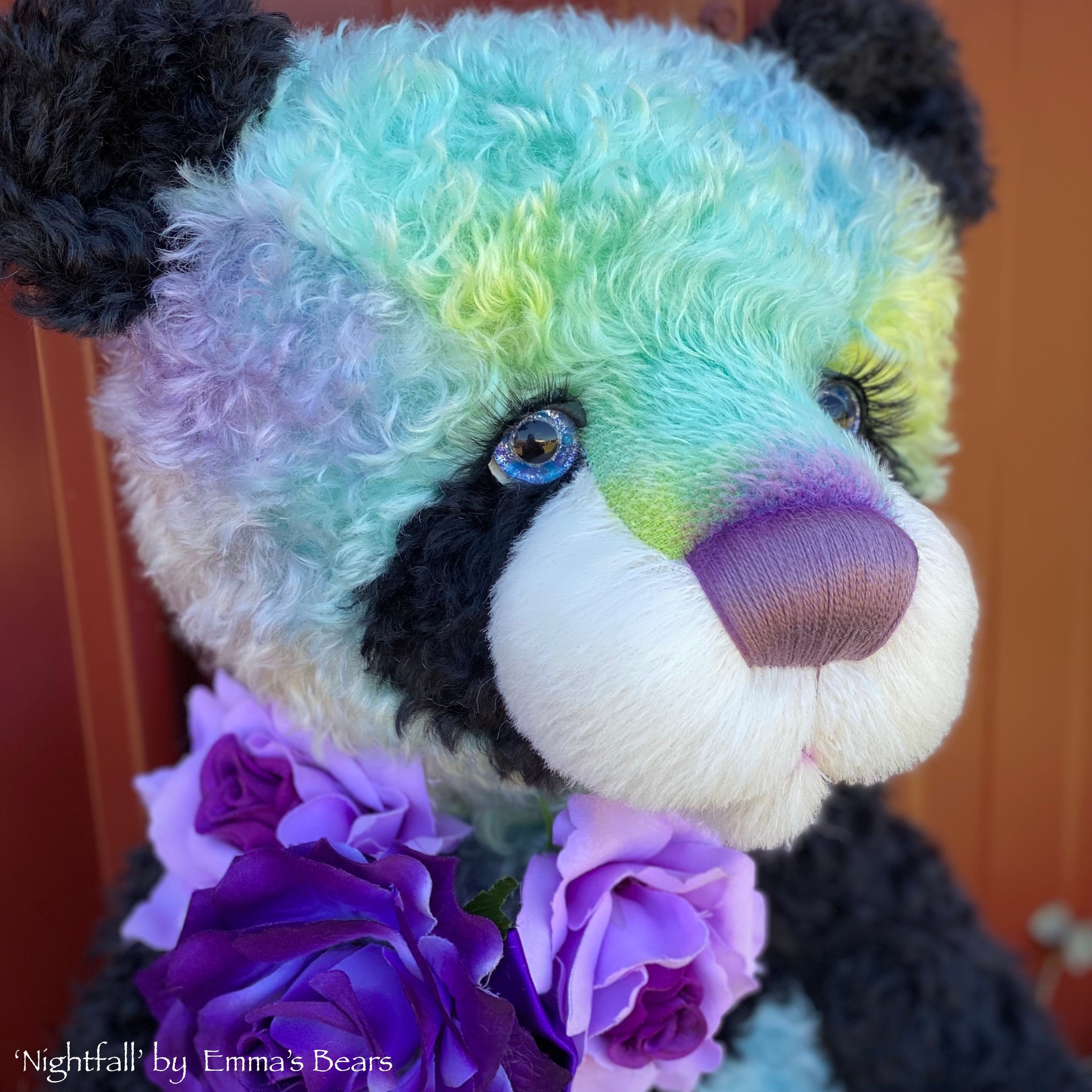 Nightfall- 23" hand dyed rainbow kid mohair bear by Emmas Bears - OOAK