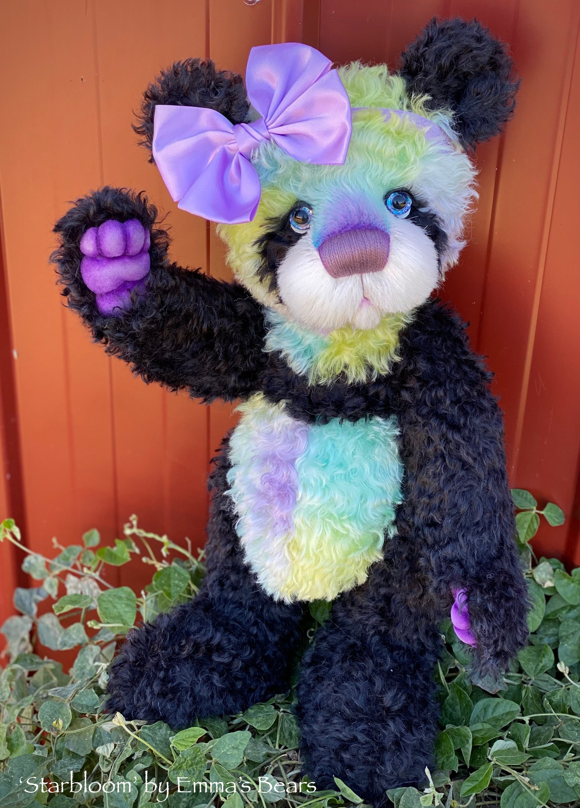 Starbloom - 16" Hand-dyed curly kid mohair Artist Bear by Emmas Bears - OOAK