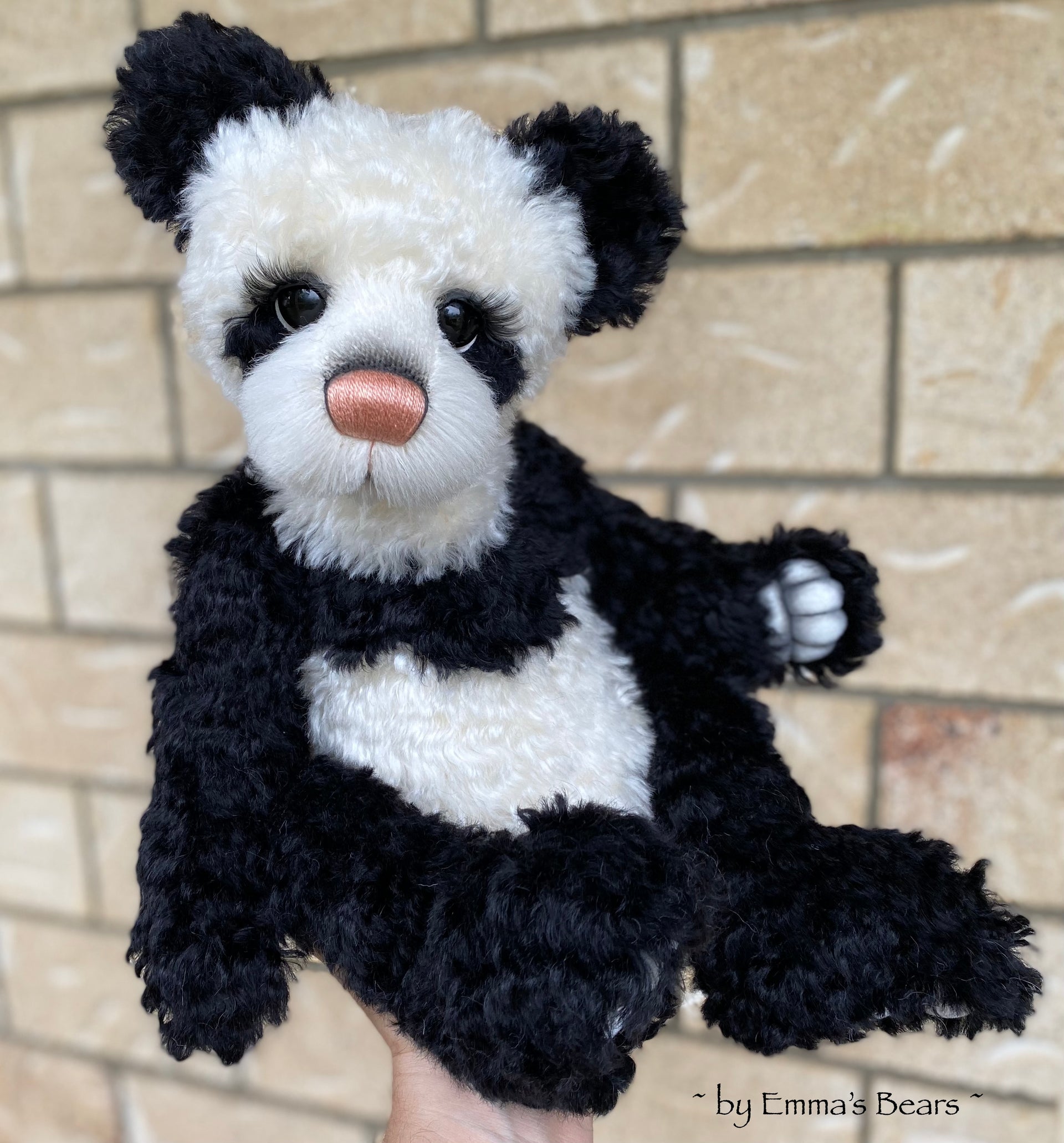 Custom White Panda - 18" Kid Mohair and Alpaca Artist Baby Bear by Emma's Bears - OOAK