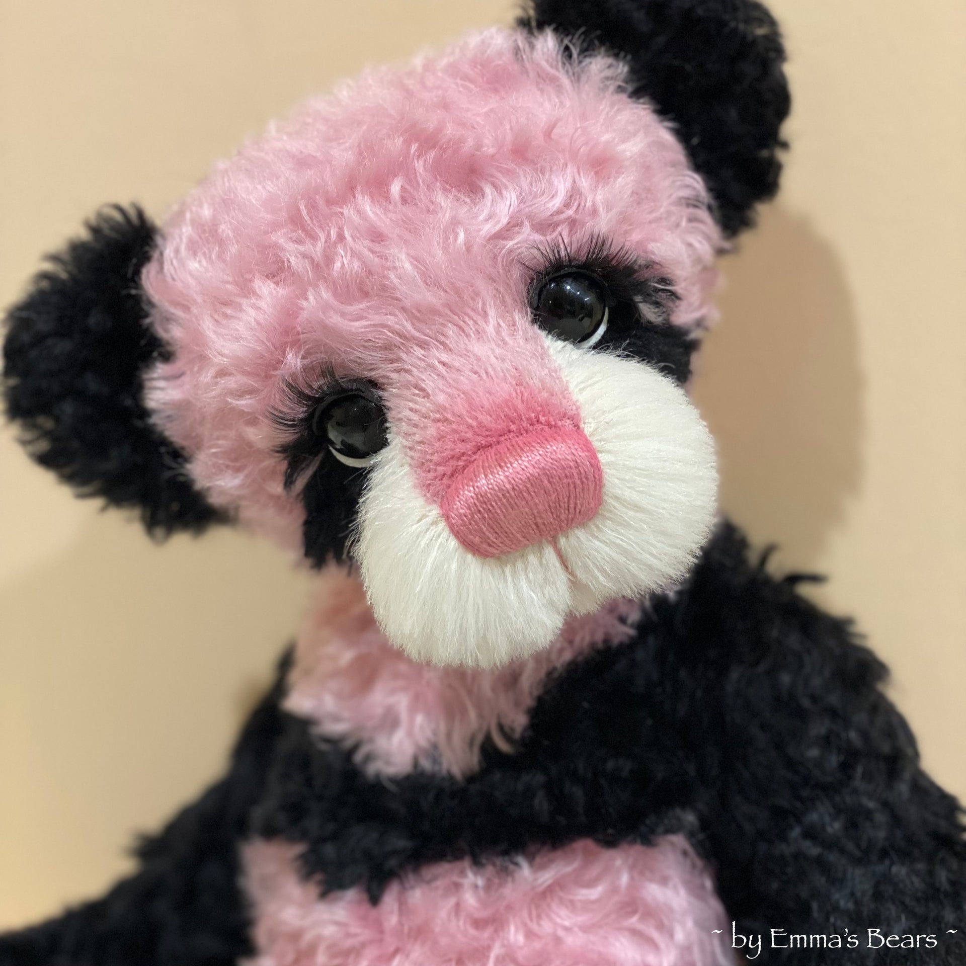 Custom Pink Panda - 18" Kid Mohair and Alpaca Artist Baby Bear by Emma's Bears - OOAK