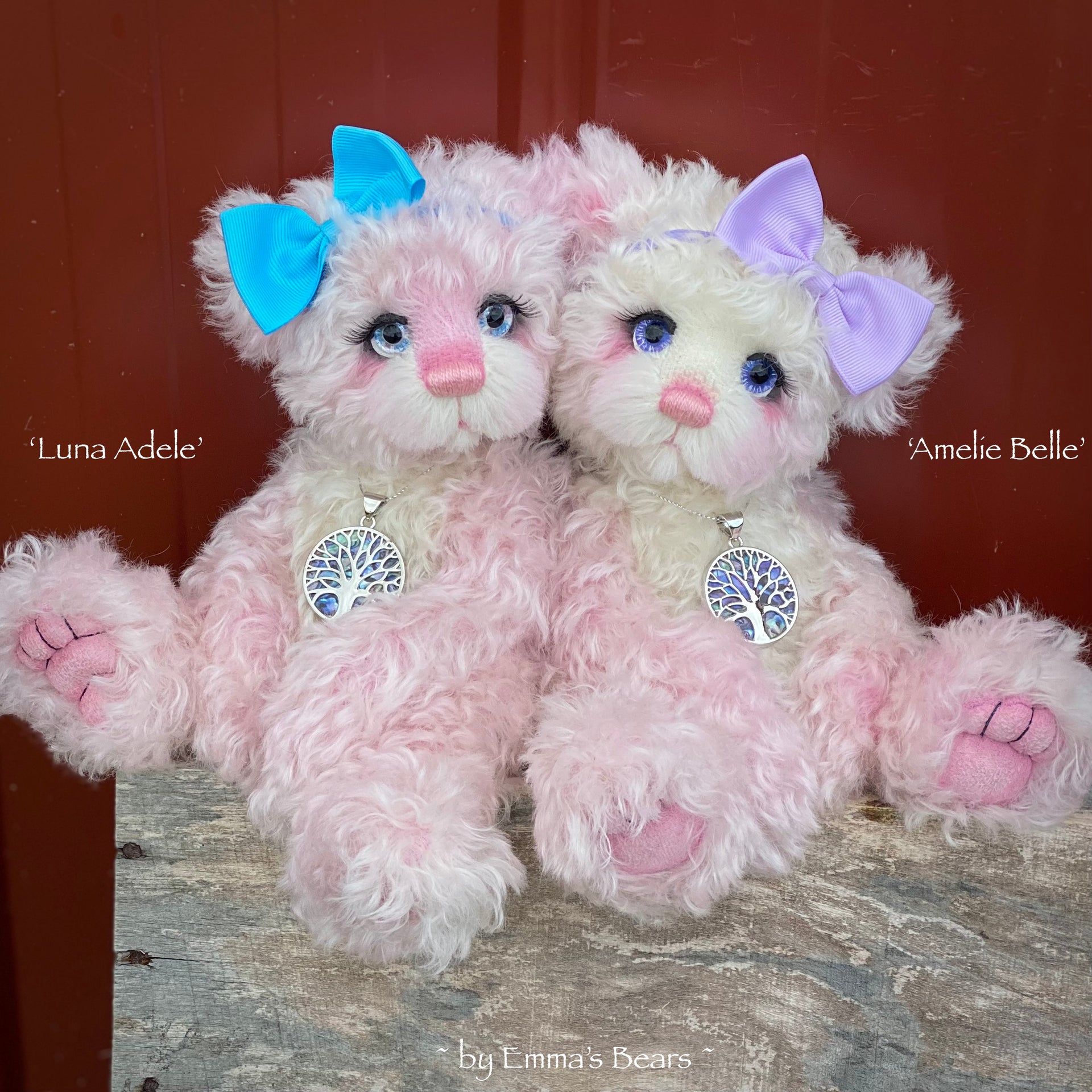 Luna Adele - 12" curly kid mohair artist panda bear by Emma's Bears  - OOAK