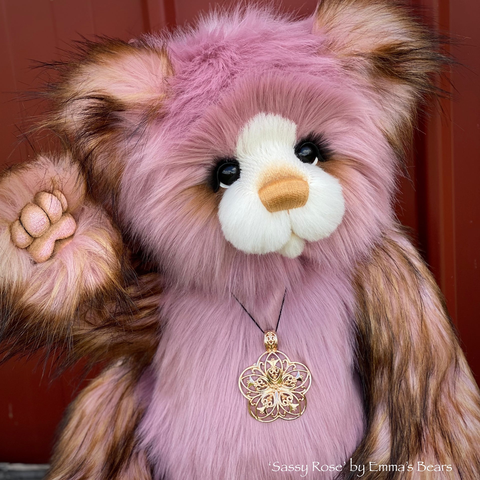 Sassy Rose - 21" Faux Fur Artist Bear by Emma's Bears - OOAK