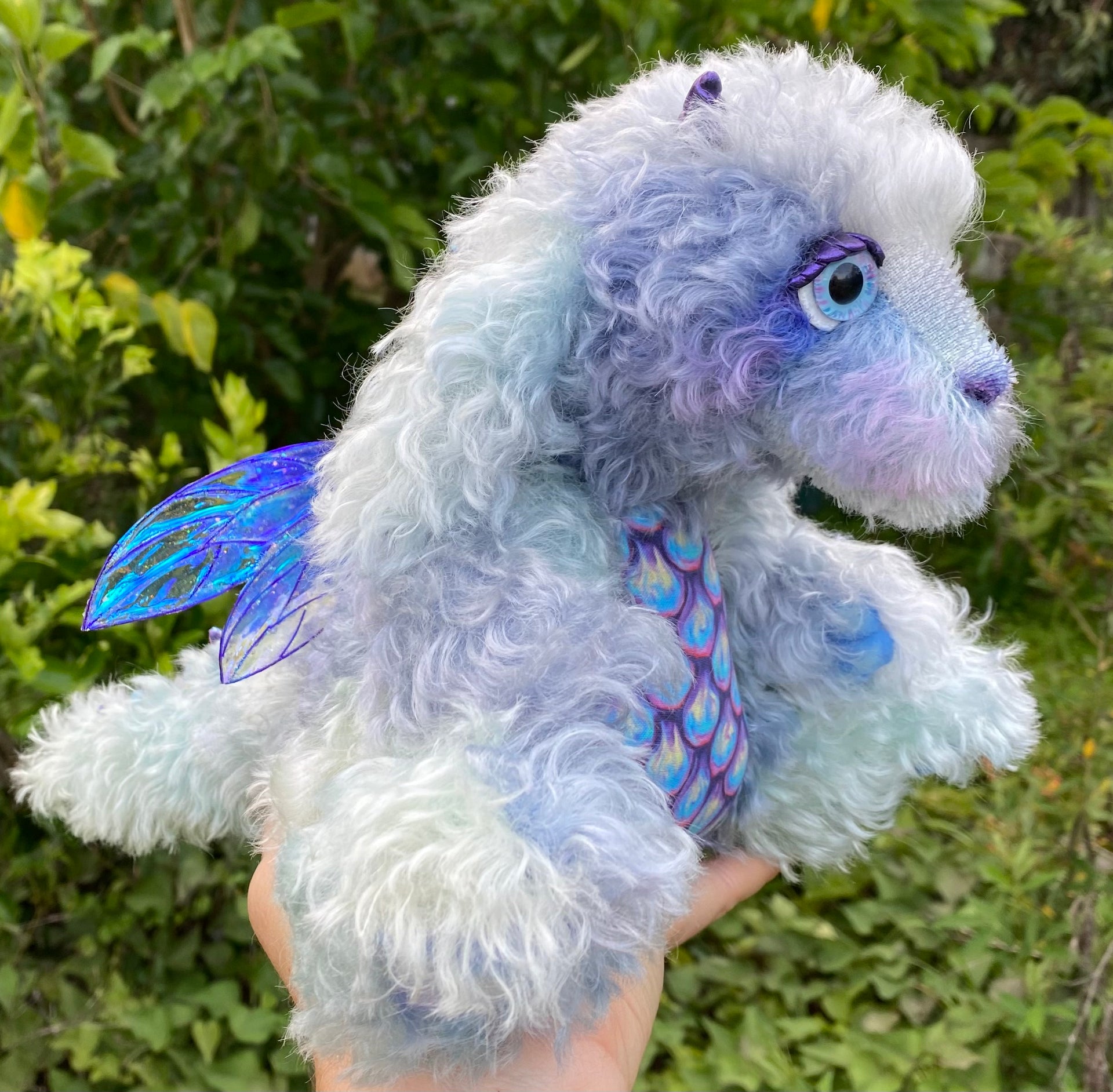 Custom Blue Baby Dragon - 12" kid mohair Artist Baby Dragon by Emmas Bears - OOAK