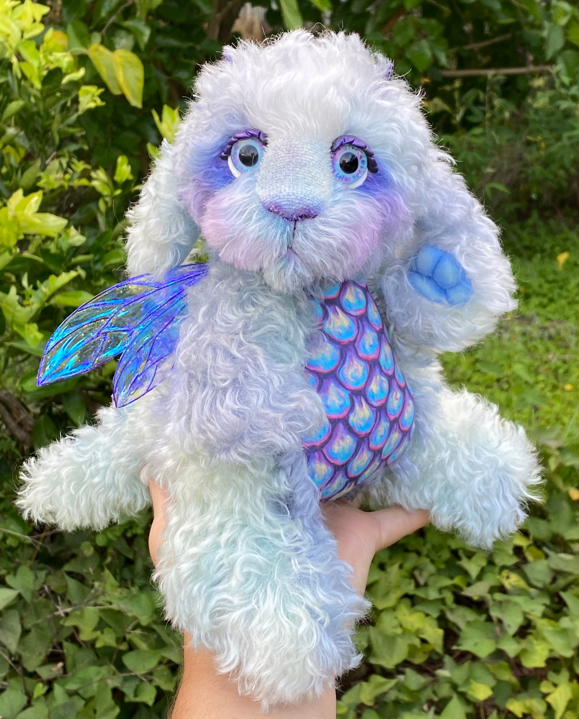 Custom Blue Baby Dragon - 12" kid mohair Artist Baby Dragon by Emmas Bears - OOAK