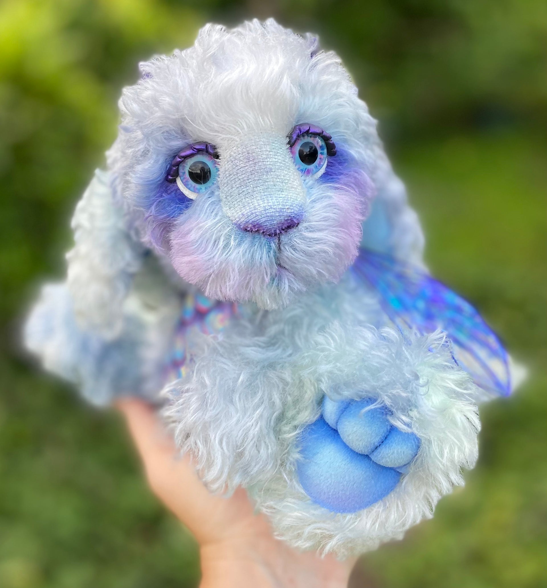 Custom Blue Baby Dragon - 12" kid mohair Artist Baby Dragon by Emmas Bears - OOAK