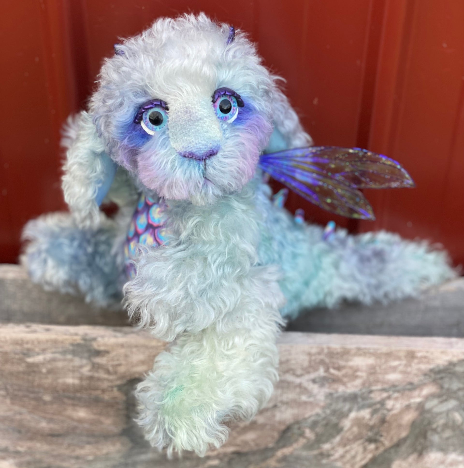 Custom Blue Baby Dragon - 12" kid mohair Artist Baby Dragon by Emmas Bears - OOAK