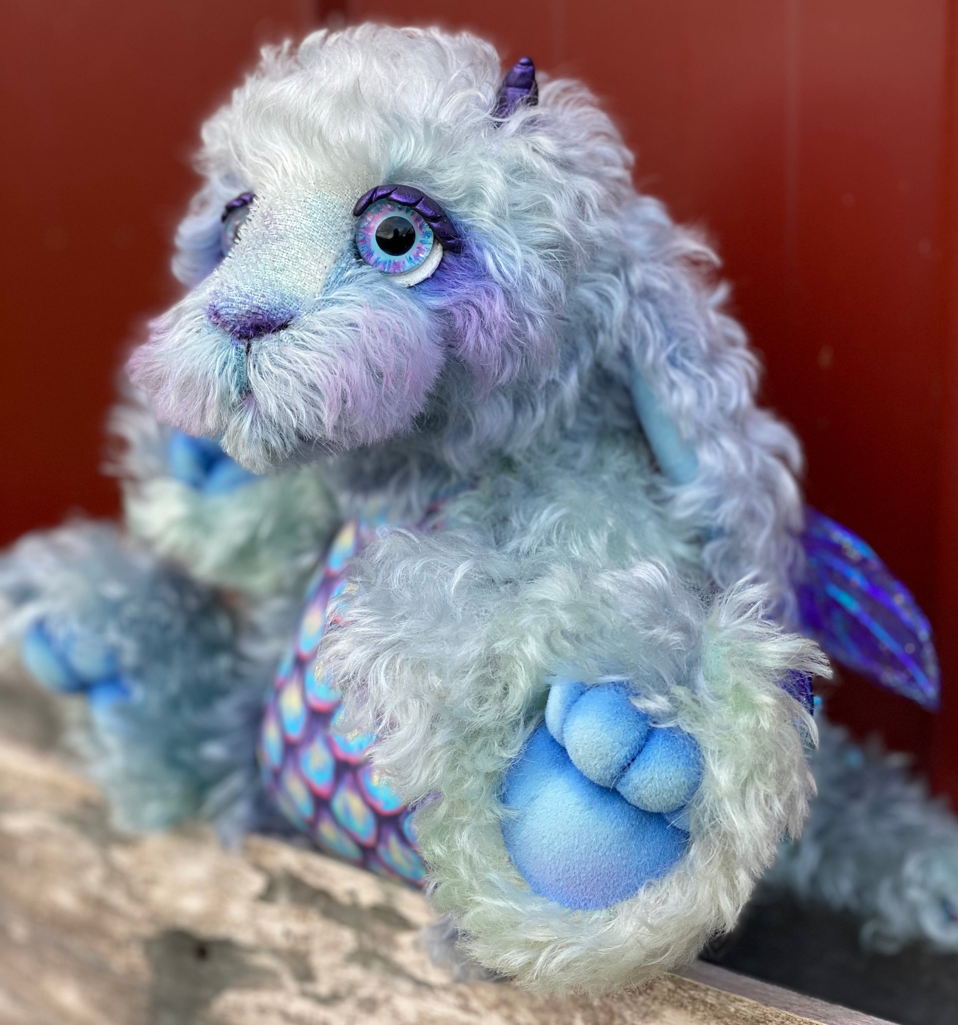 Custom Blue Baby Dragon - 12" kid mohair Artist Baby Dragon by Emmas Bears - OOAK