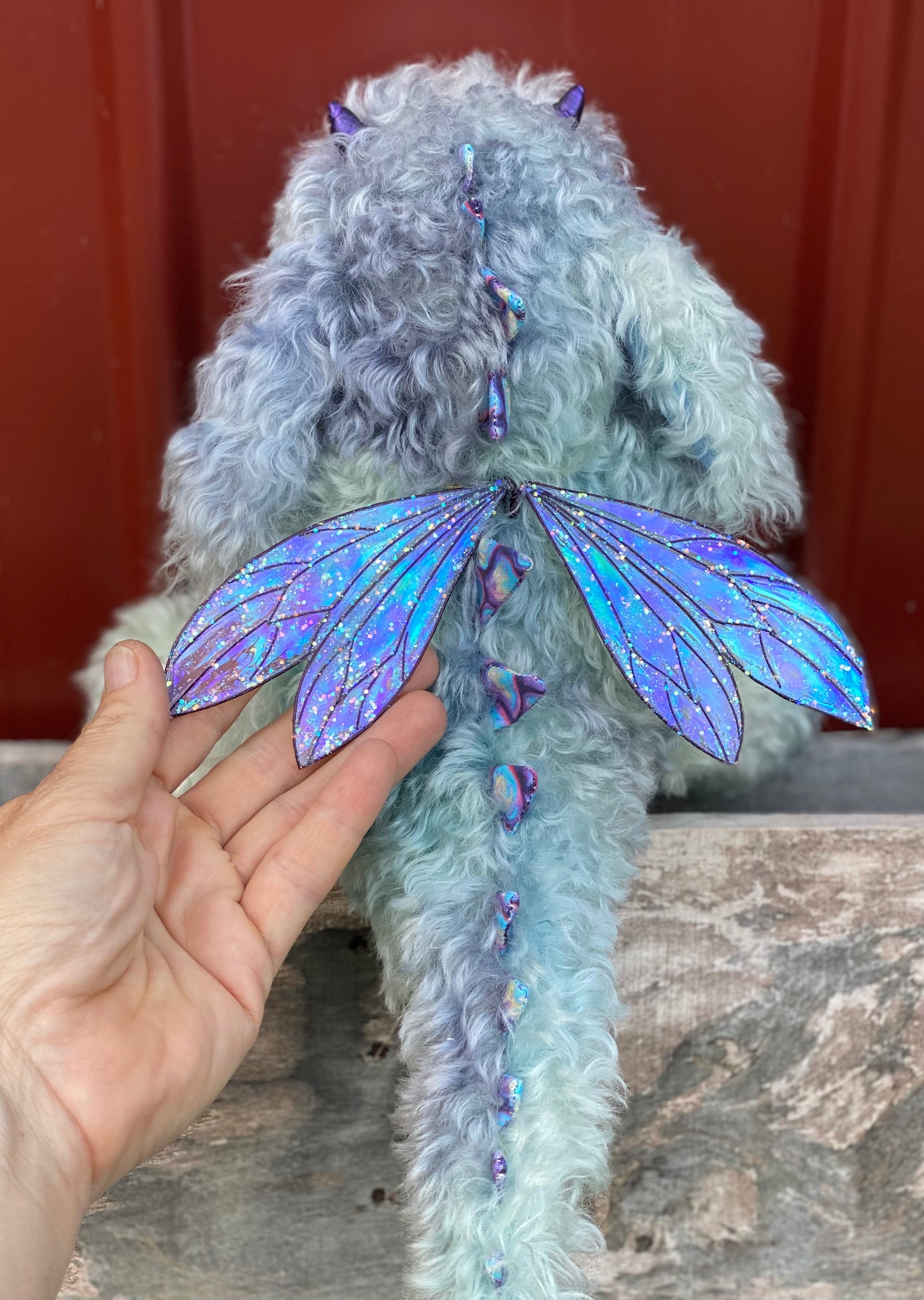 Custom Blue Baby Dragon - 12" kid mohair Artist Baby Dragon by Emmas Bears - OOAK