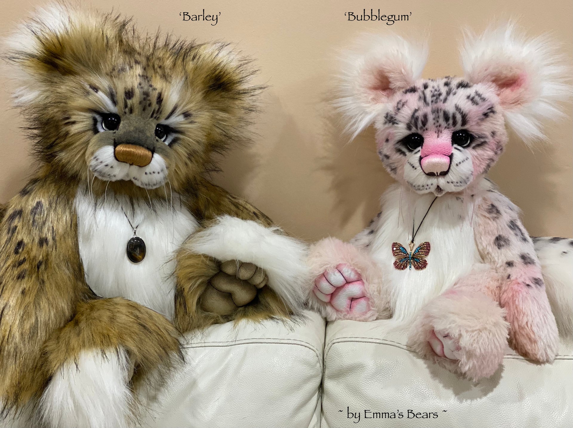 Barley - 20" Snow Leopard Teddy by Emma's Bears - OOAK