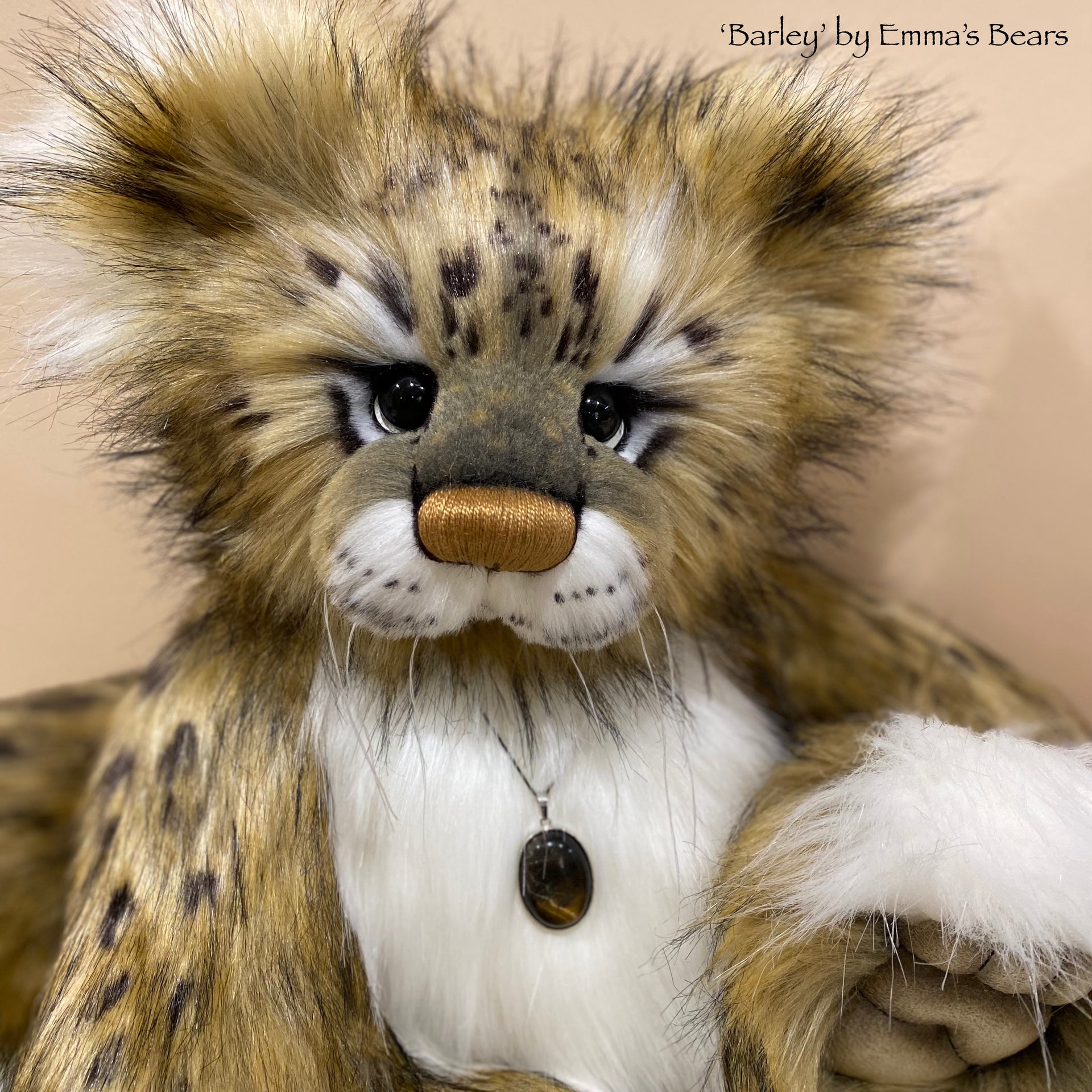 Barley - 20" Snow Leopard Teddy by Emma's Bears - OOAK