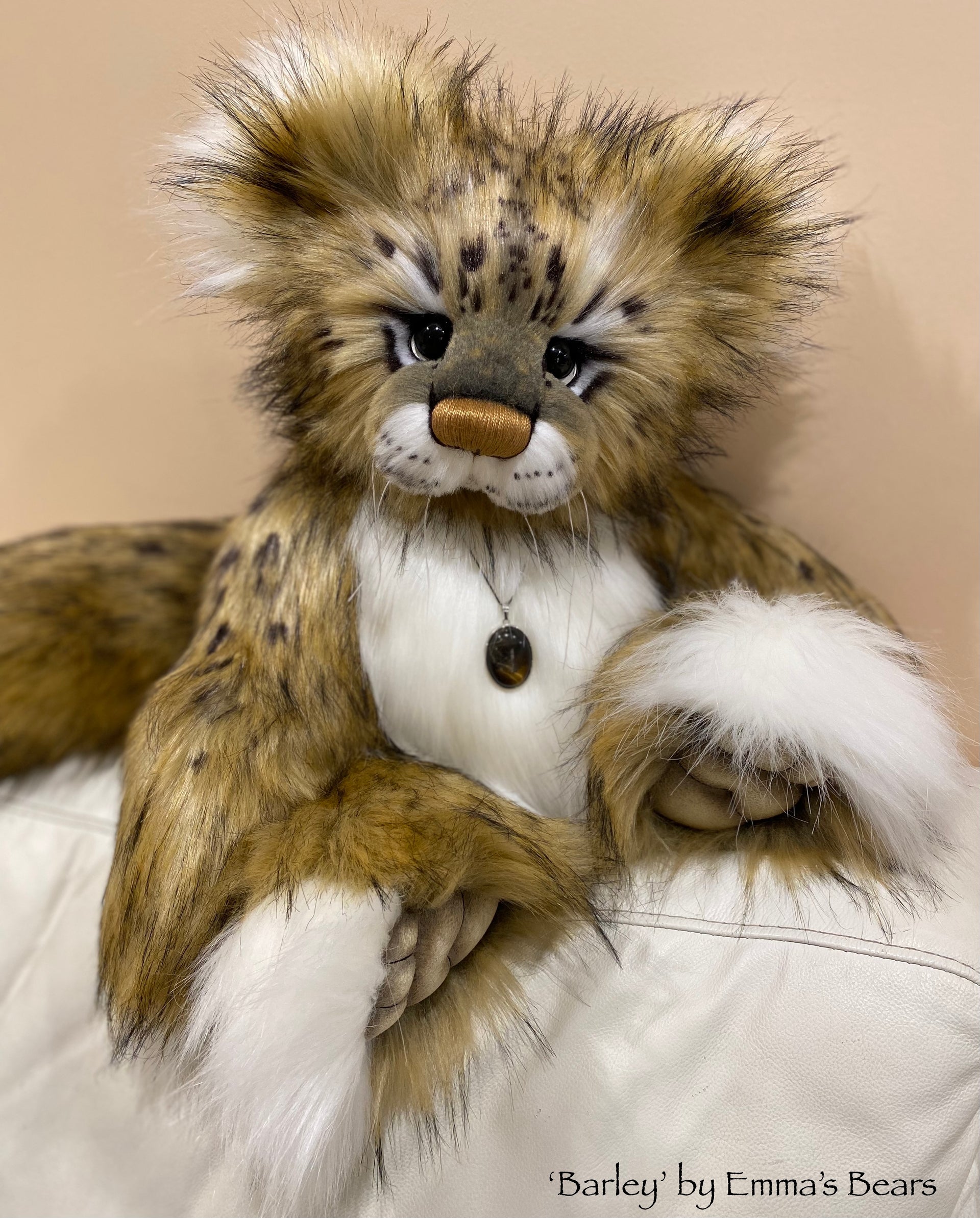 Barley - 20" Snow Leopard Teddy by Emma's Bears - OOAK