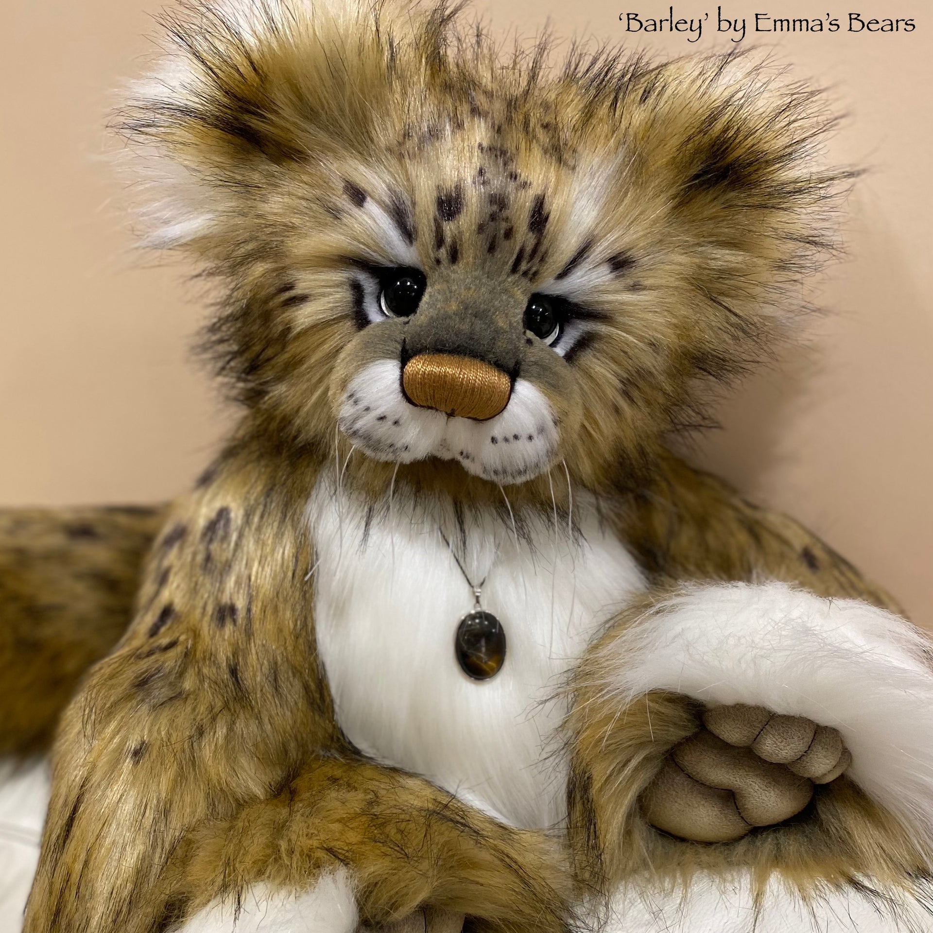 Barley - 20" Snow Leopard Teddy by Emma's Bears - OOAK