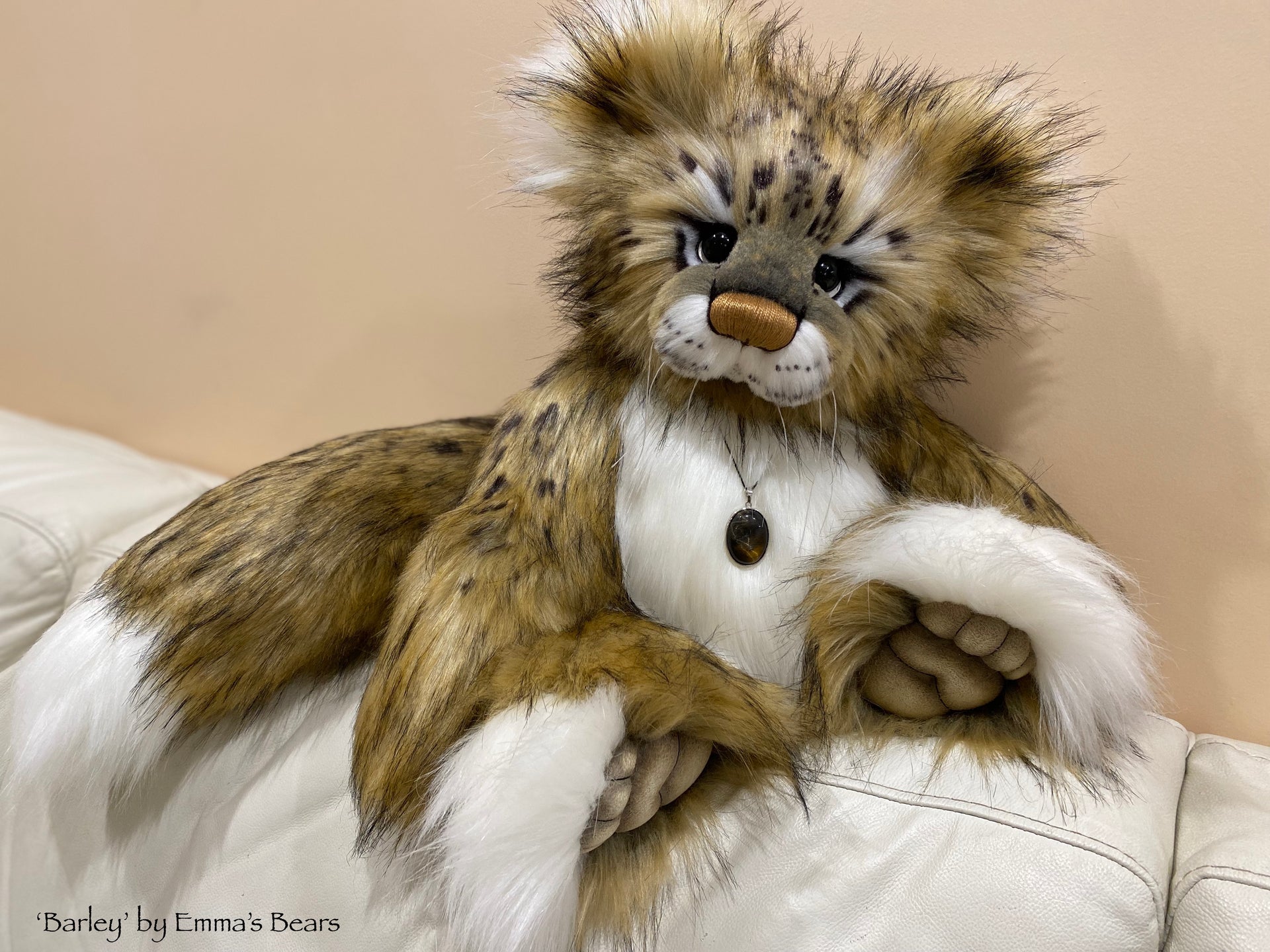 Barley - 20" Snow Leopard Teddy by Emma's Bears - OOAK