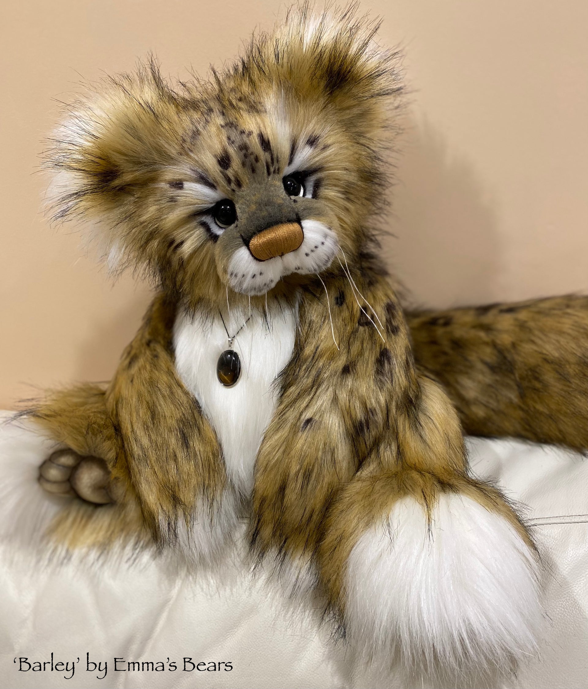 Barley - 20" Snow Leopard Teddy by Emma's Bears - OOAK