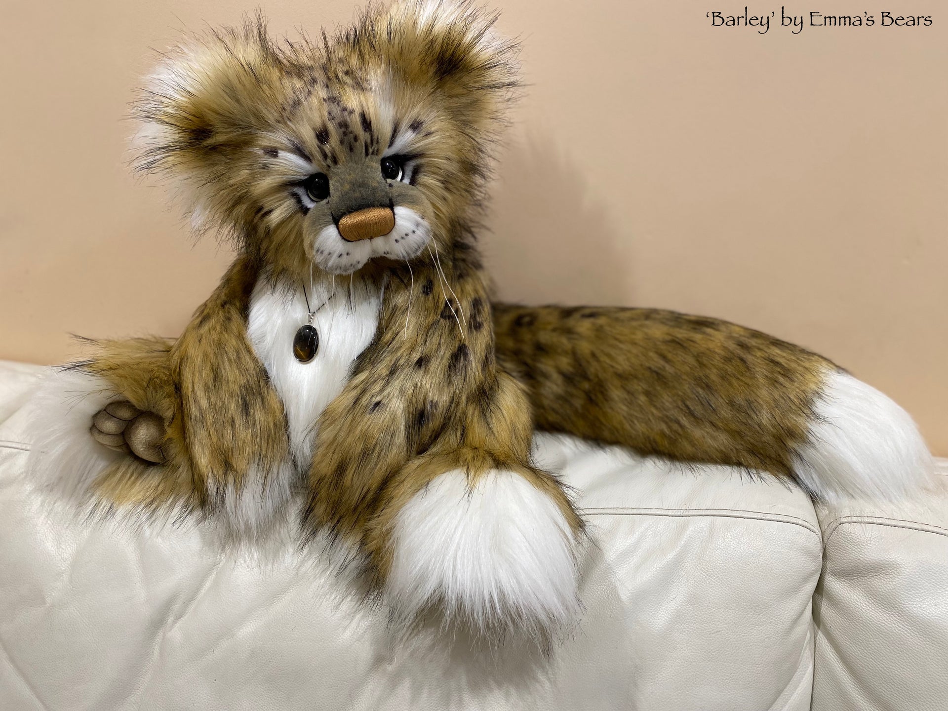 Barley - 20" Snow Leopard Teddy by Emma's Bears - OOAK