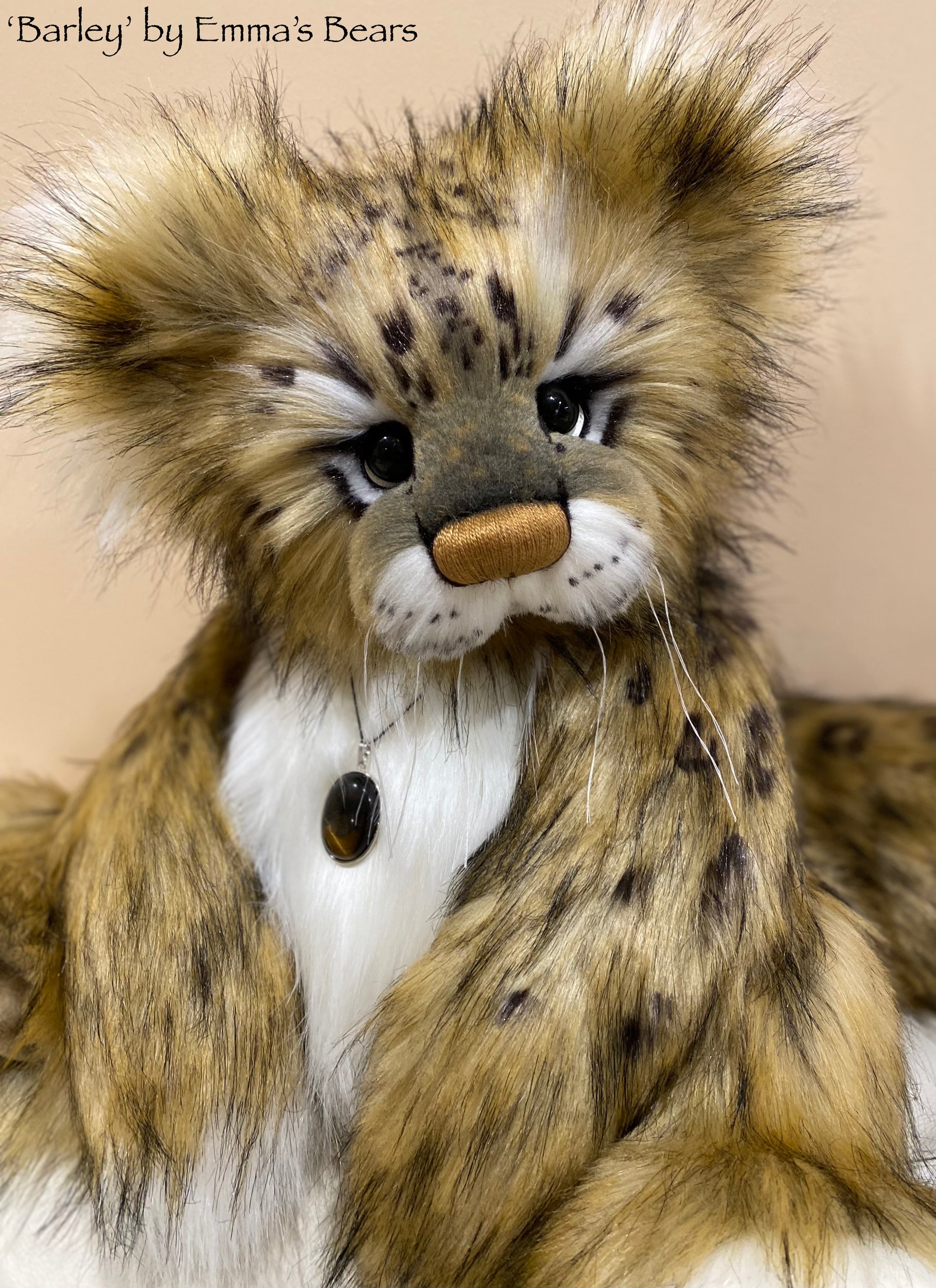 Barley - 20" Snow Leopard Teddy by Emma's Bears - OOAK