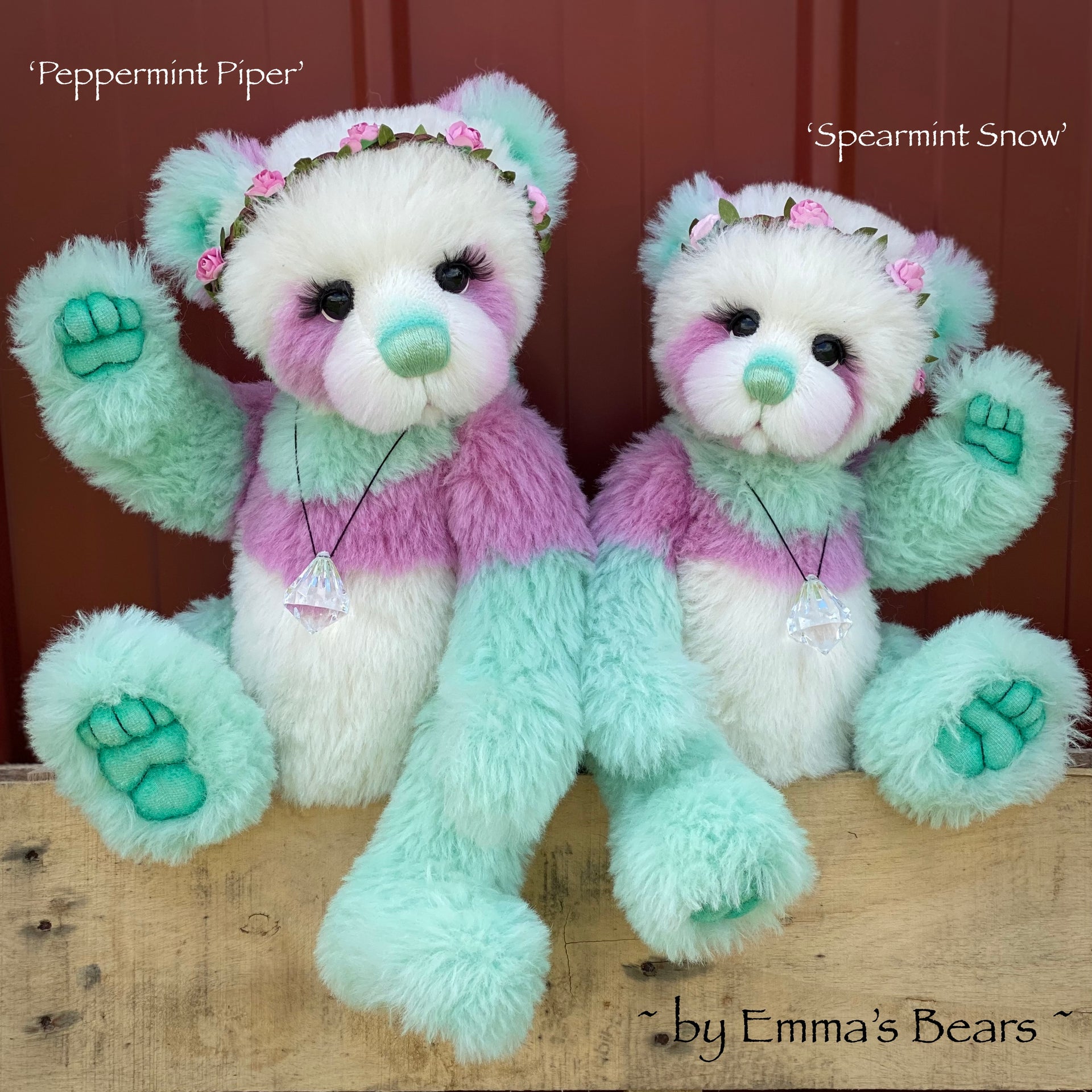 Spearmint Snow - 15" hand dyed alpaca artist bear by Emma's Bears - OOAK