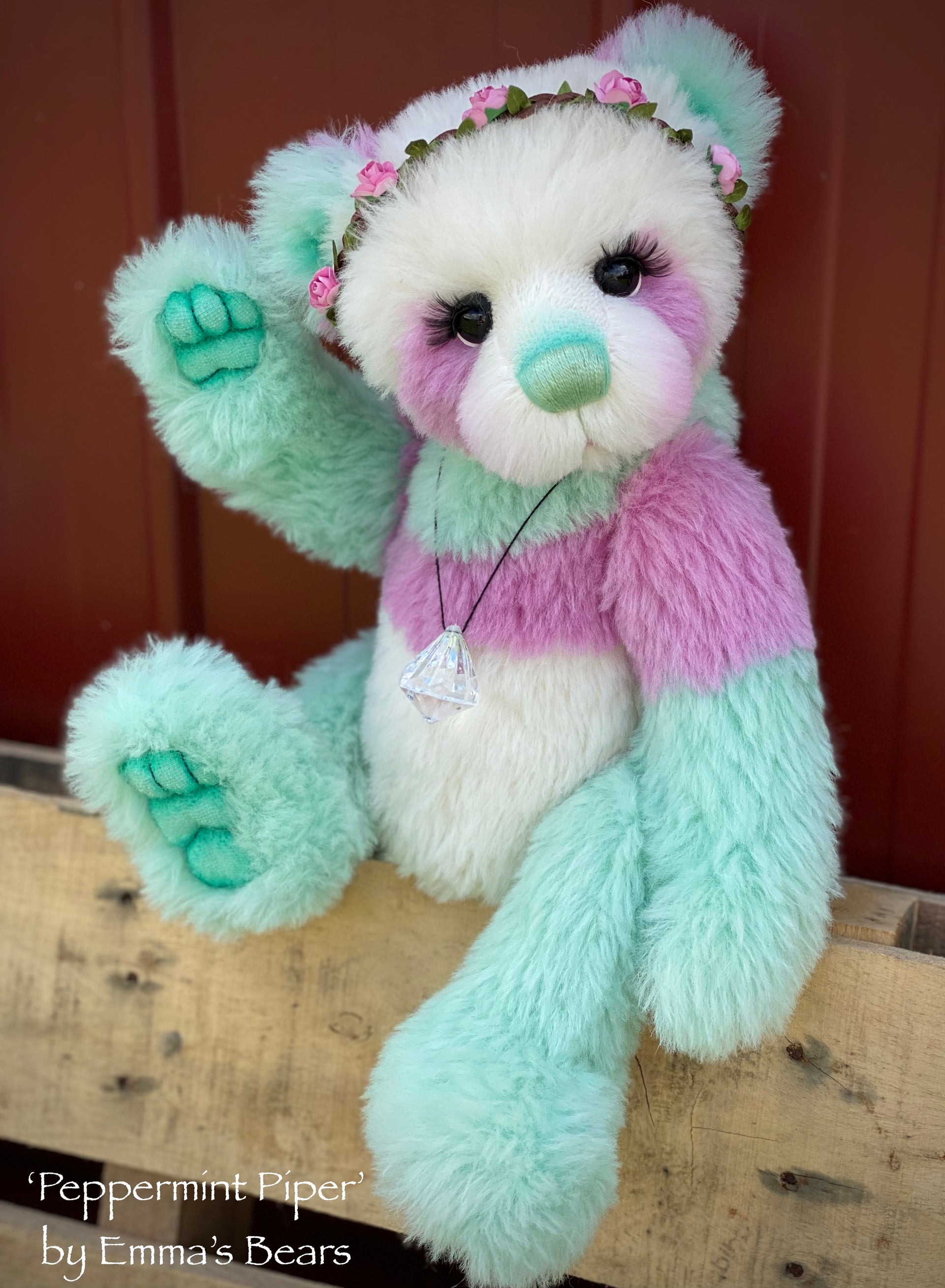 Peppermint Piper - 18" Hand-Dyed Alpaca Artist Bear by Emma's Bears - OOAK