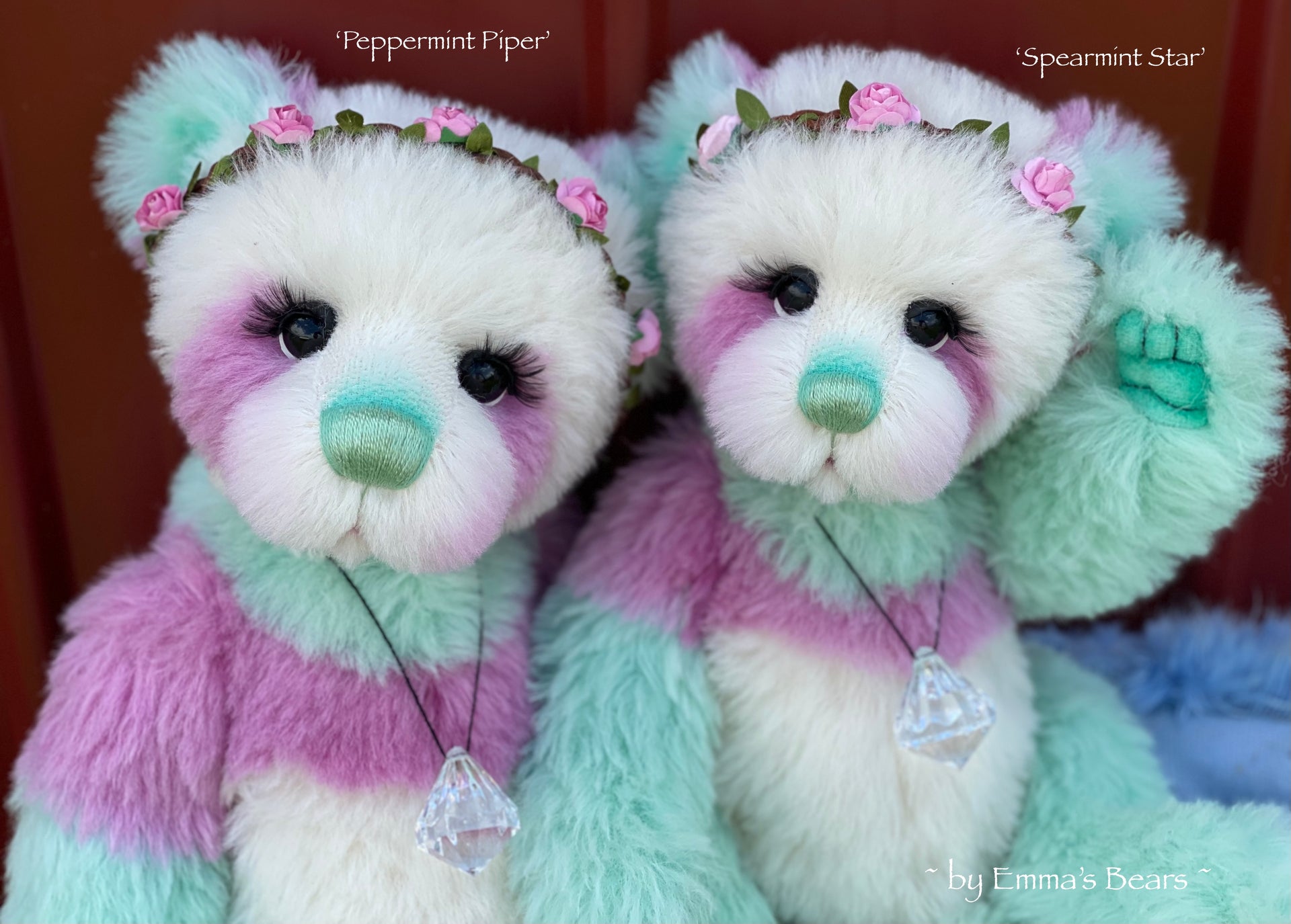 Peppermint Piper - 18" Hand-Dyed Alpaca Artist Bear by Emma's Bears - OOAK