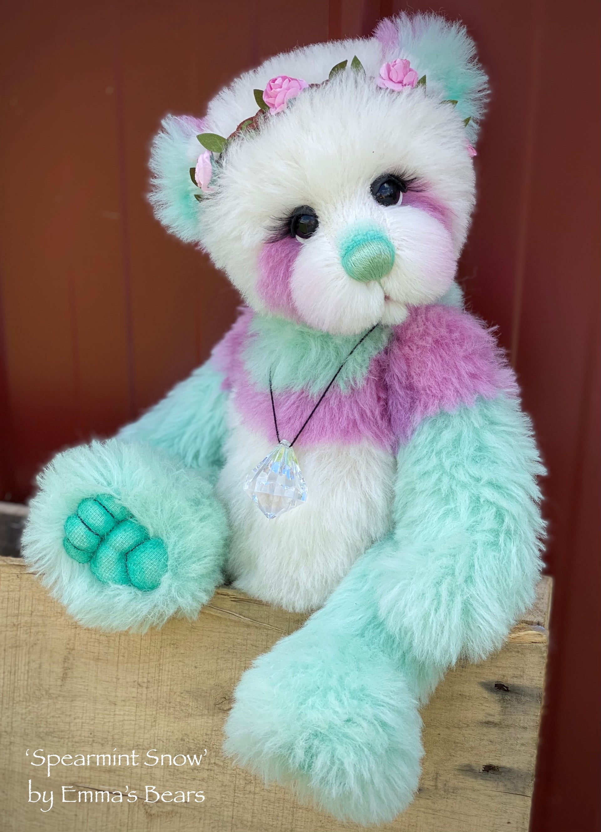 Spearmint Snow - 15" hand dyed alpaca artist bear by Emma's Bears - OOAK