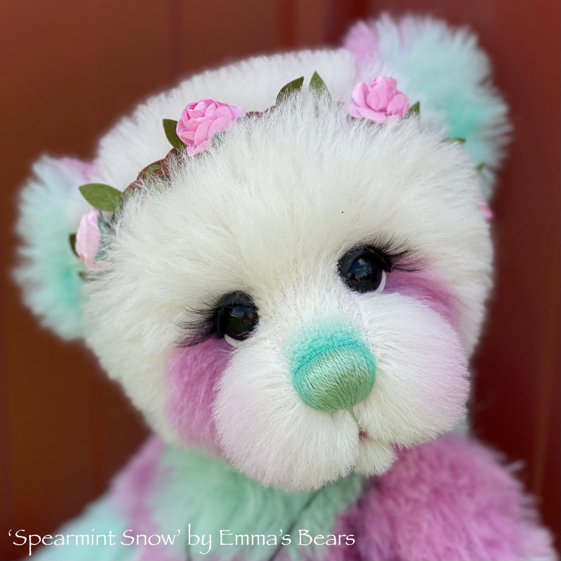 Spearmint Snow - 15" hand dyed alpaca artist bear by Emma's Bears - OOAK