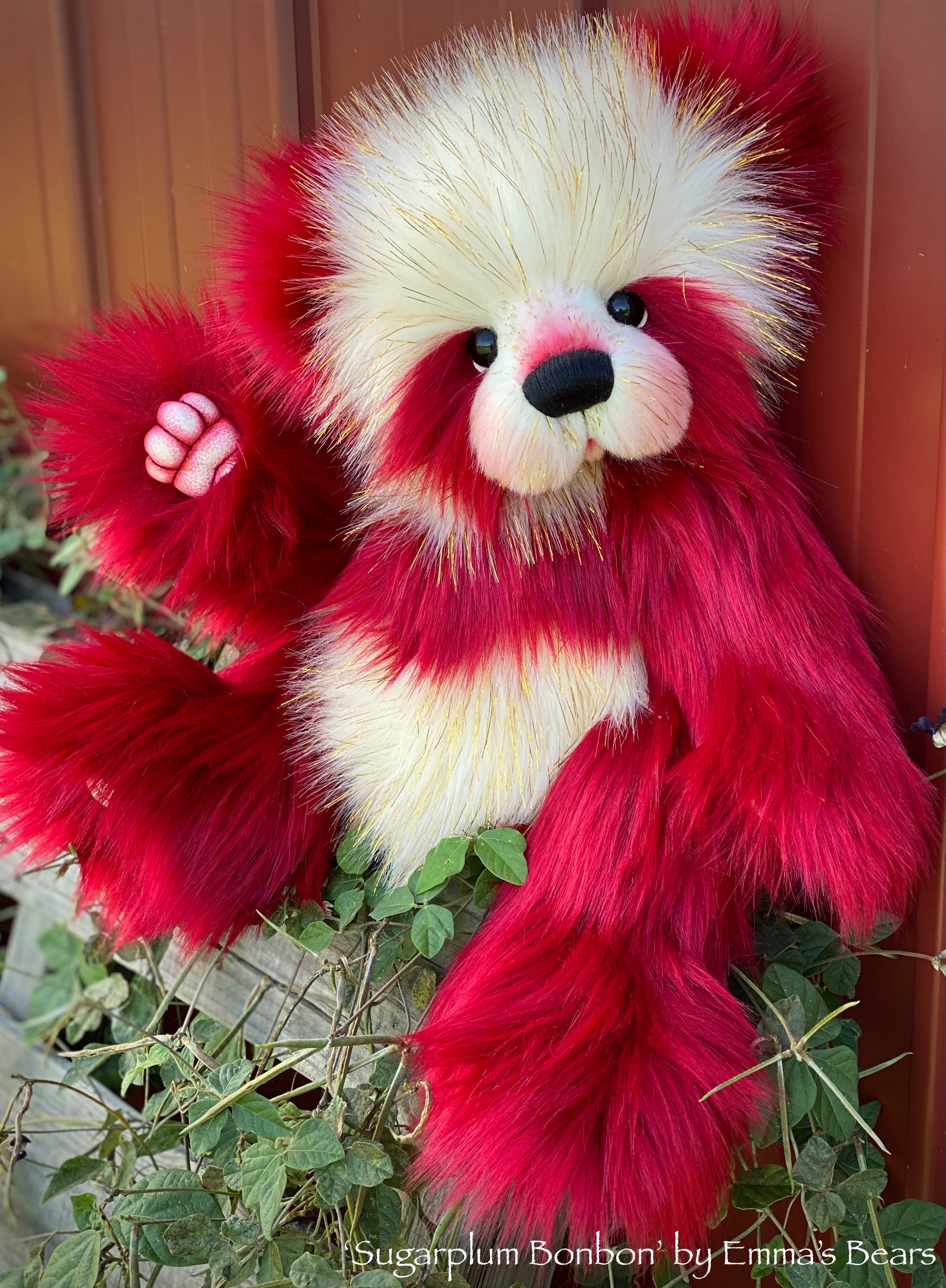 Sugarplum Bonbon - 18" Faux Fur Christmas Panda Bear by Emma's Bears - OOAK