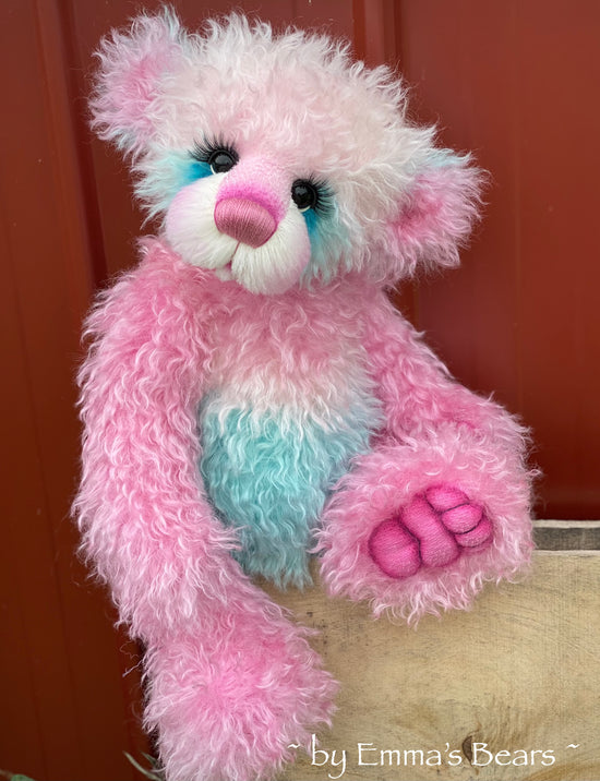 Unnamed Custom Bear ONE - 18" Pink and Blue Mohair and Alpaca Artist Baby Bear by Emma's Bears - OOAK