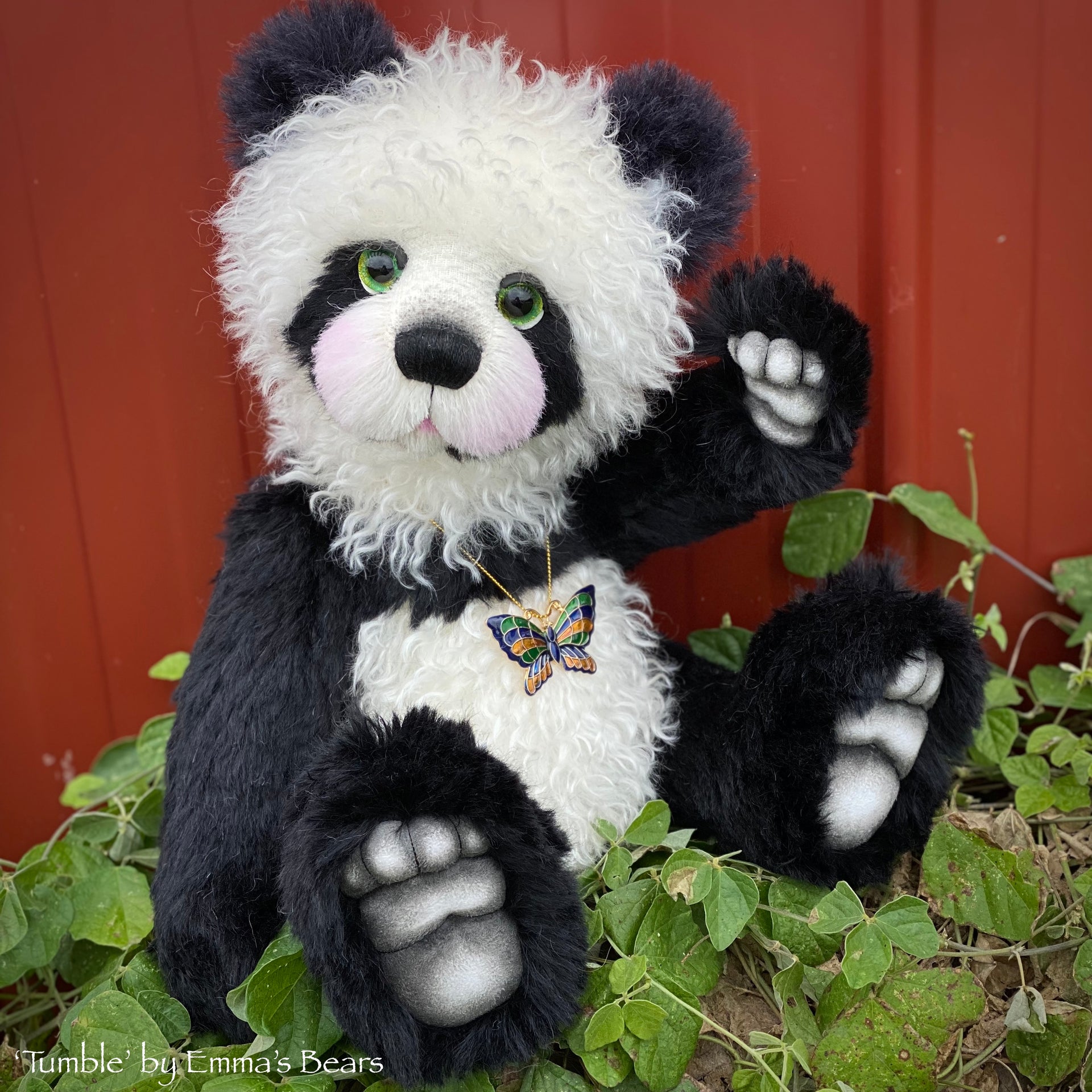 Tumble - 16" mohair artist panda bear by Emma's Bears  - OOAK