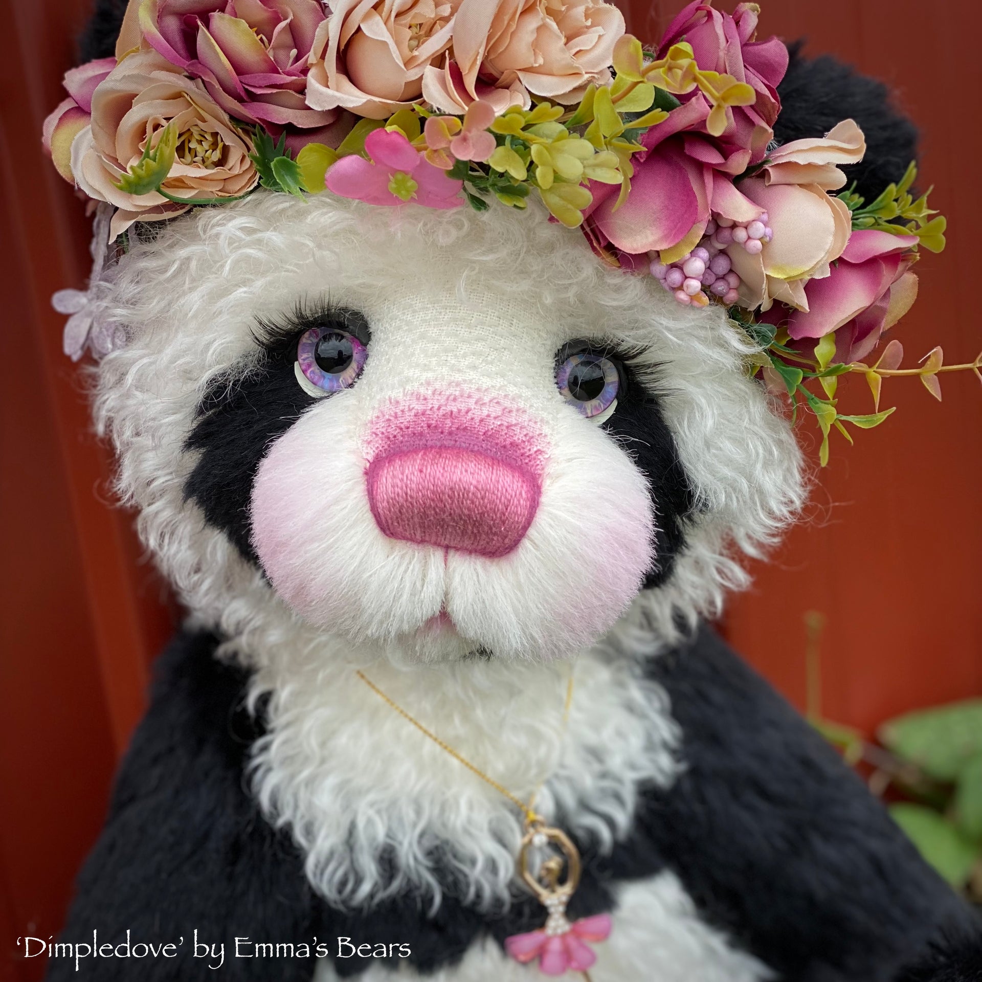 Dimpledove - 20" mohair artist panda bear by Emma's Bears  - OOAK