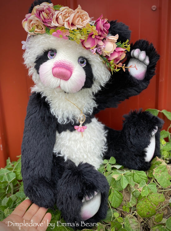 Dimpledove - 20" mohair artist panda bear by Emma's Bears  - OOAK