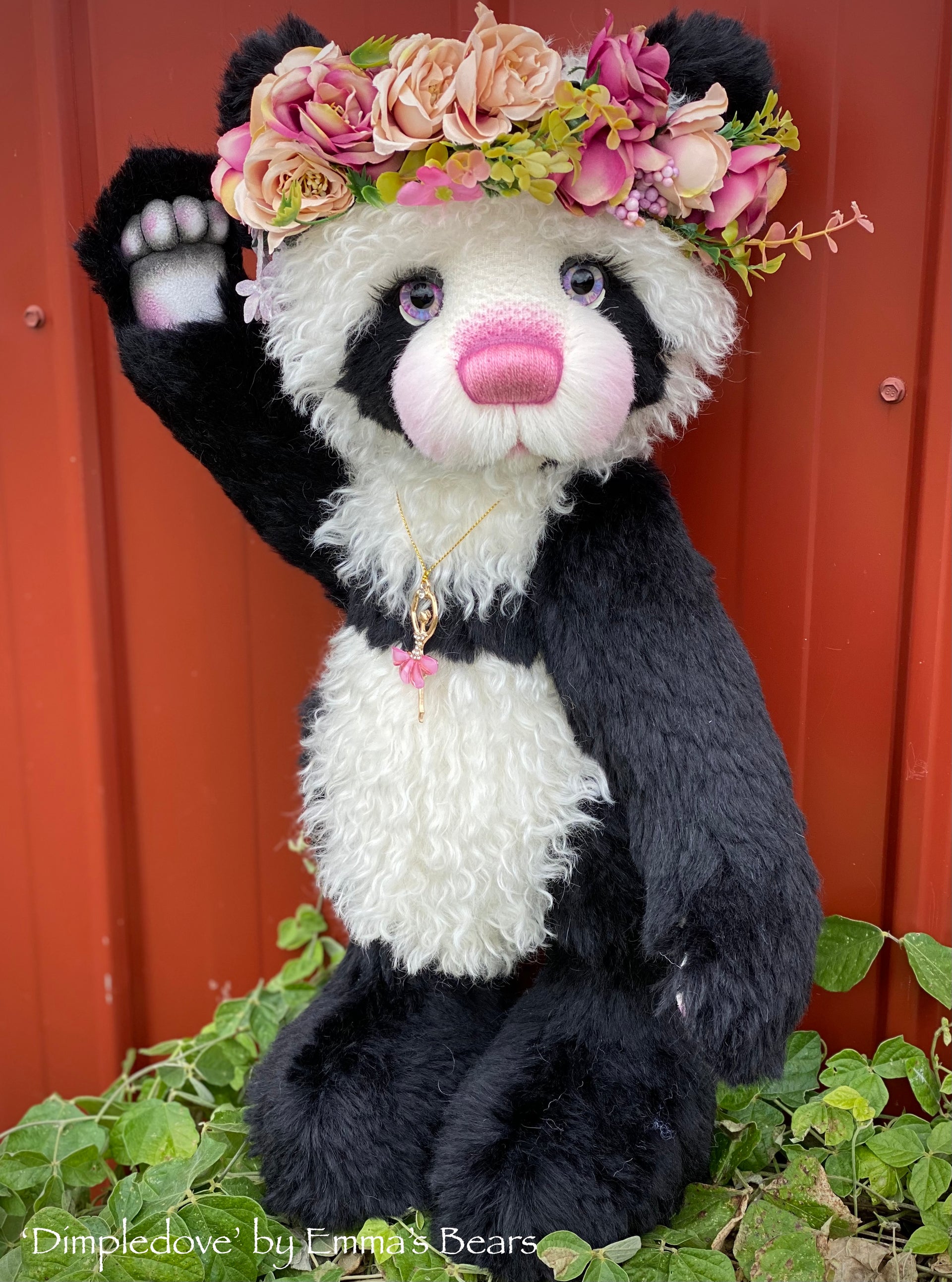 Dimpledove - 20" mohair artist panda bear by Emma's Bears  - OOAK