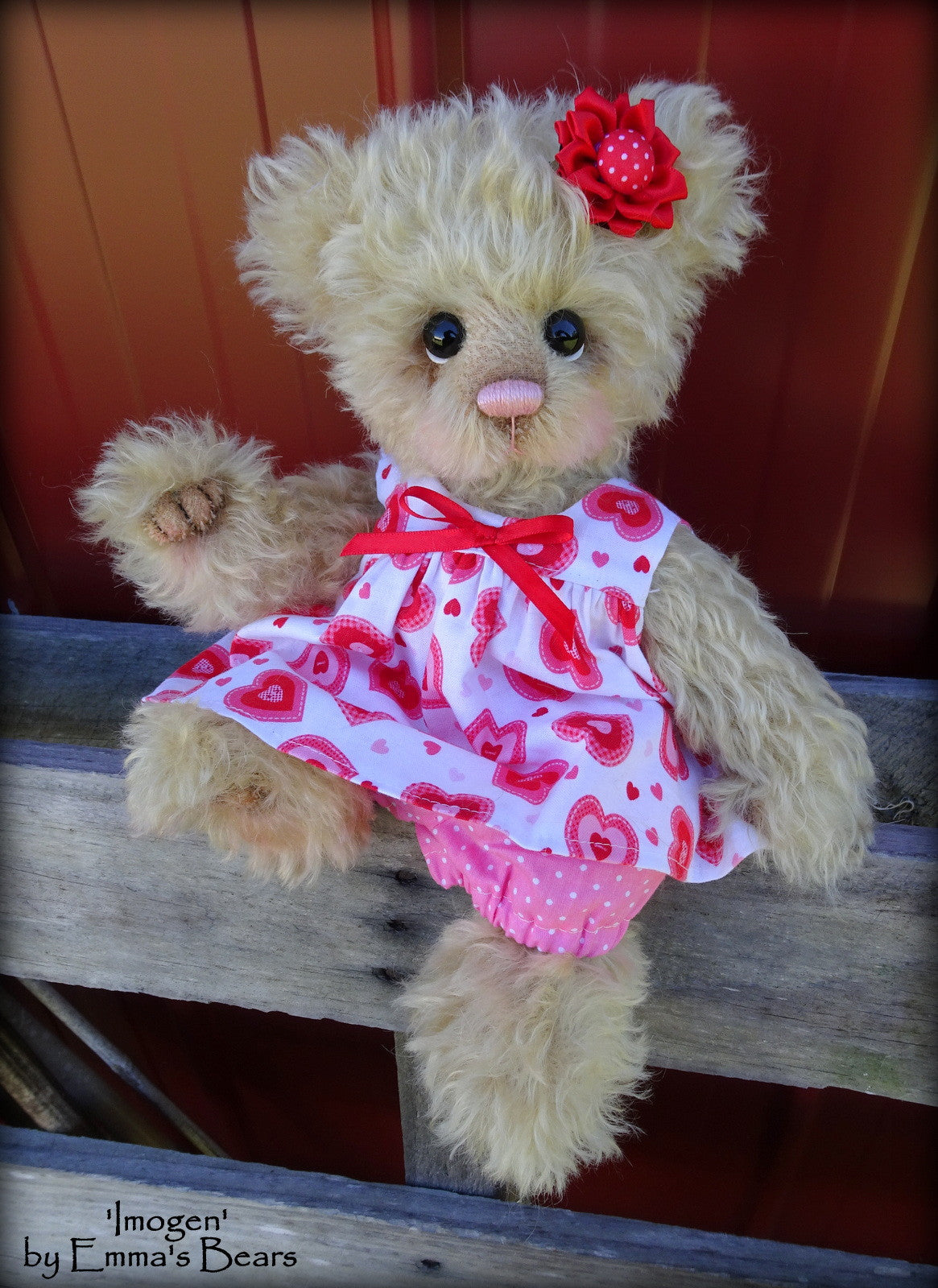 Imogen - 12" curly kid mohair artist bear by Emma's Bears  - OOAK