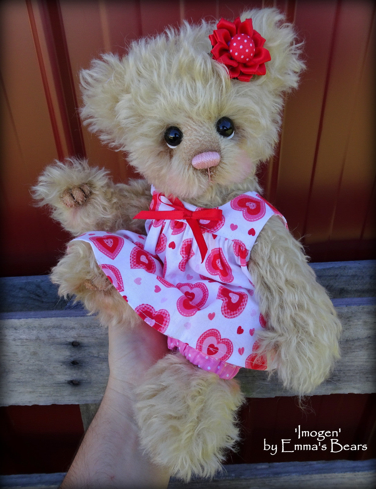 Imogen - 12" curly kid mohair artist bear by Emma's Bears  - OOAK