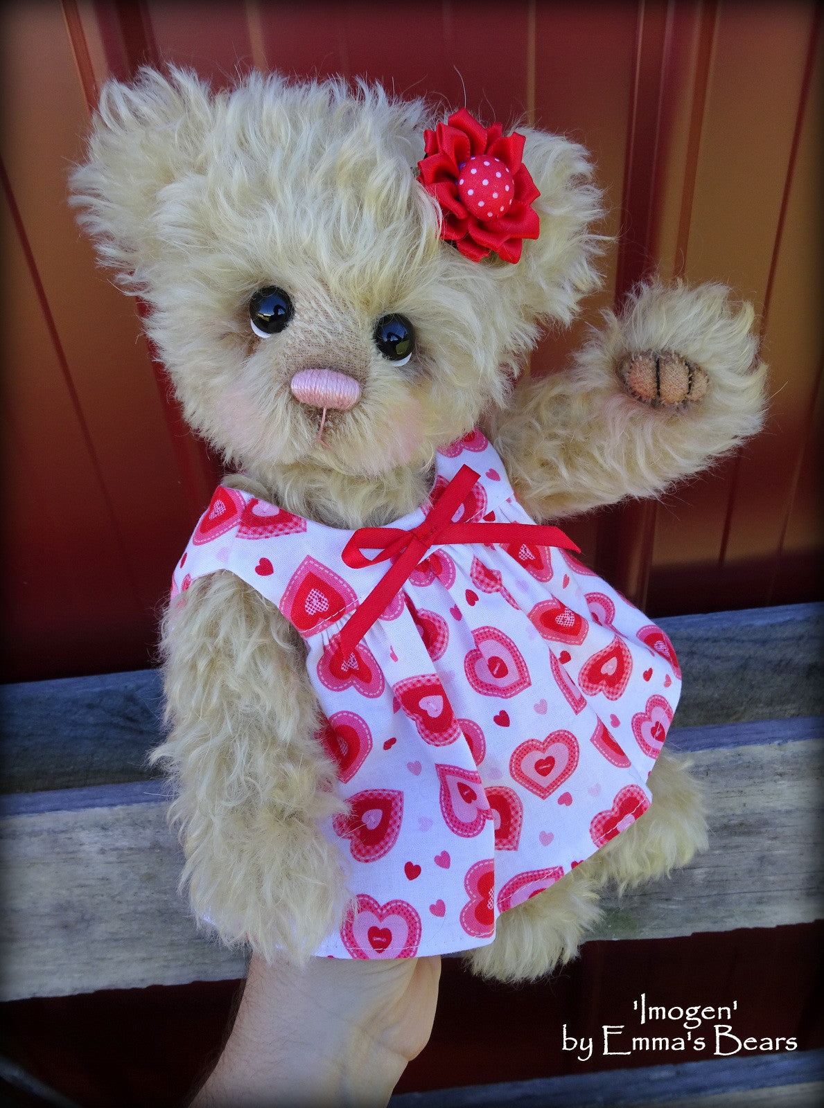 Imogen - 12" curly kid mohair artist bear by Emma's Bears  - OOAK