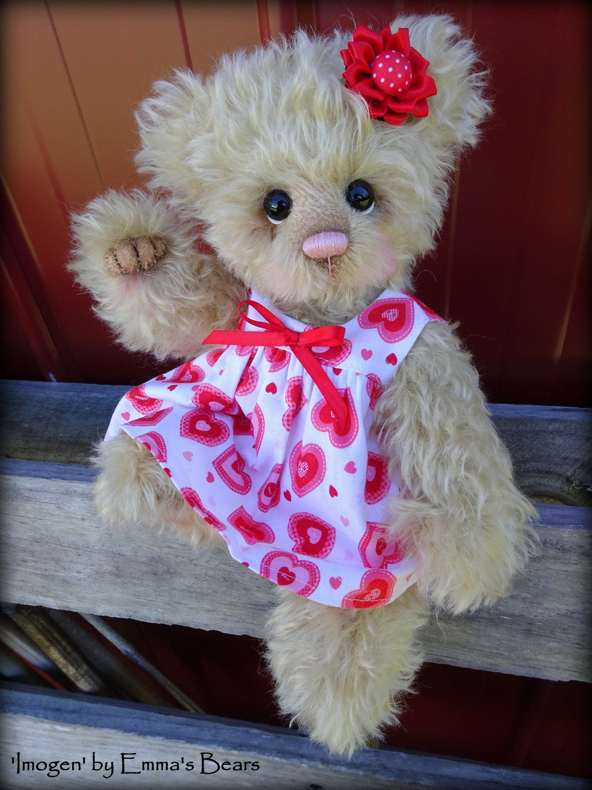 Imogen - 12" curly kid mohair artist bear by Emma's Bears  - OOAK