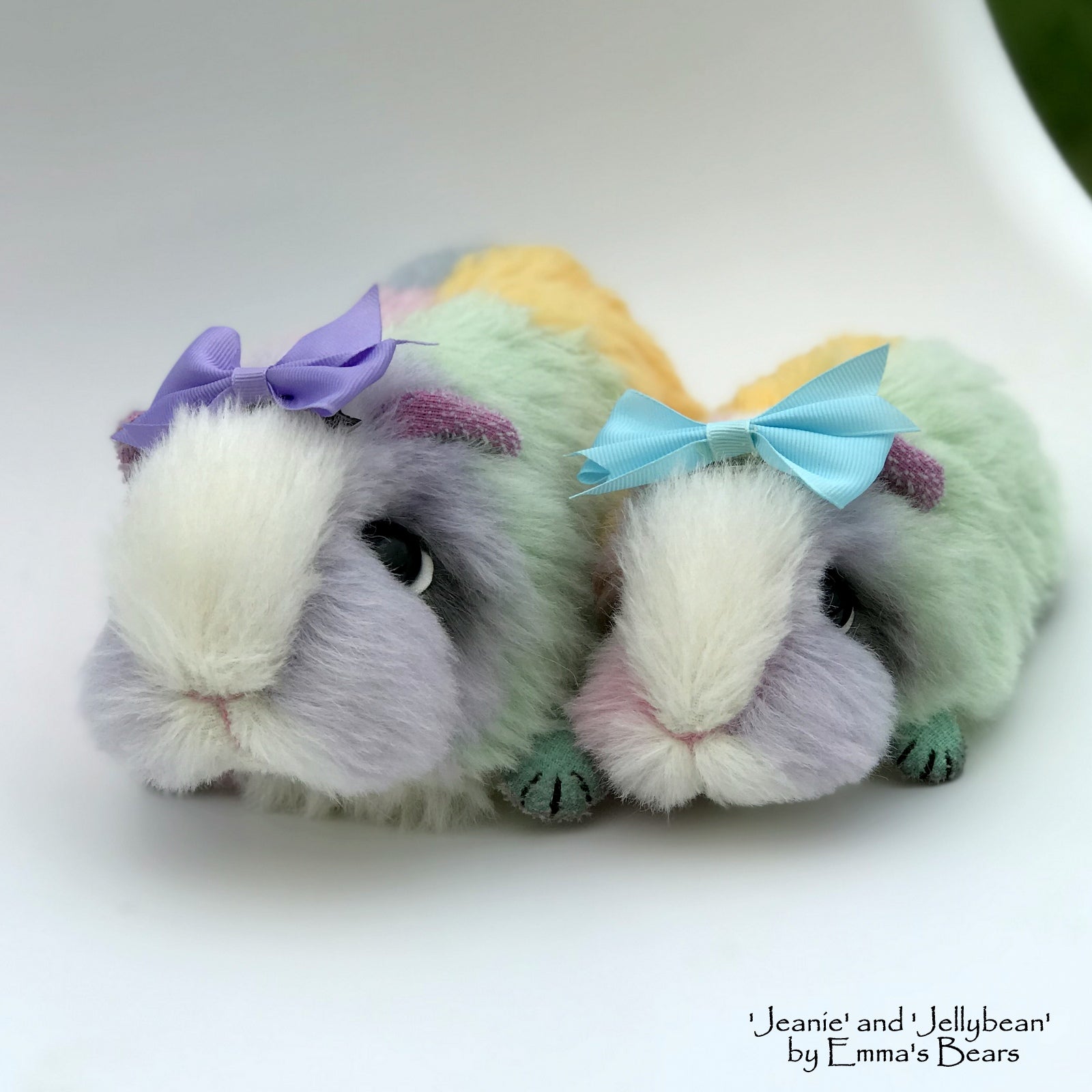 Jeanie and Jellybean - Mother and Daughter Easter Guinea Pigs by Emma's Bears - OOAK