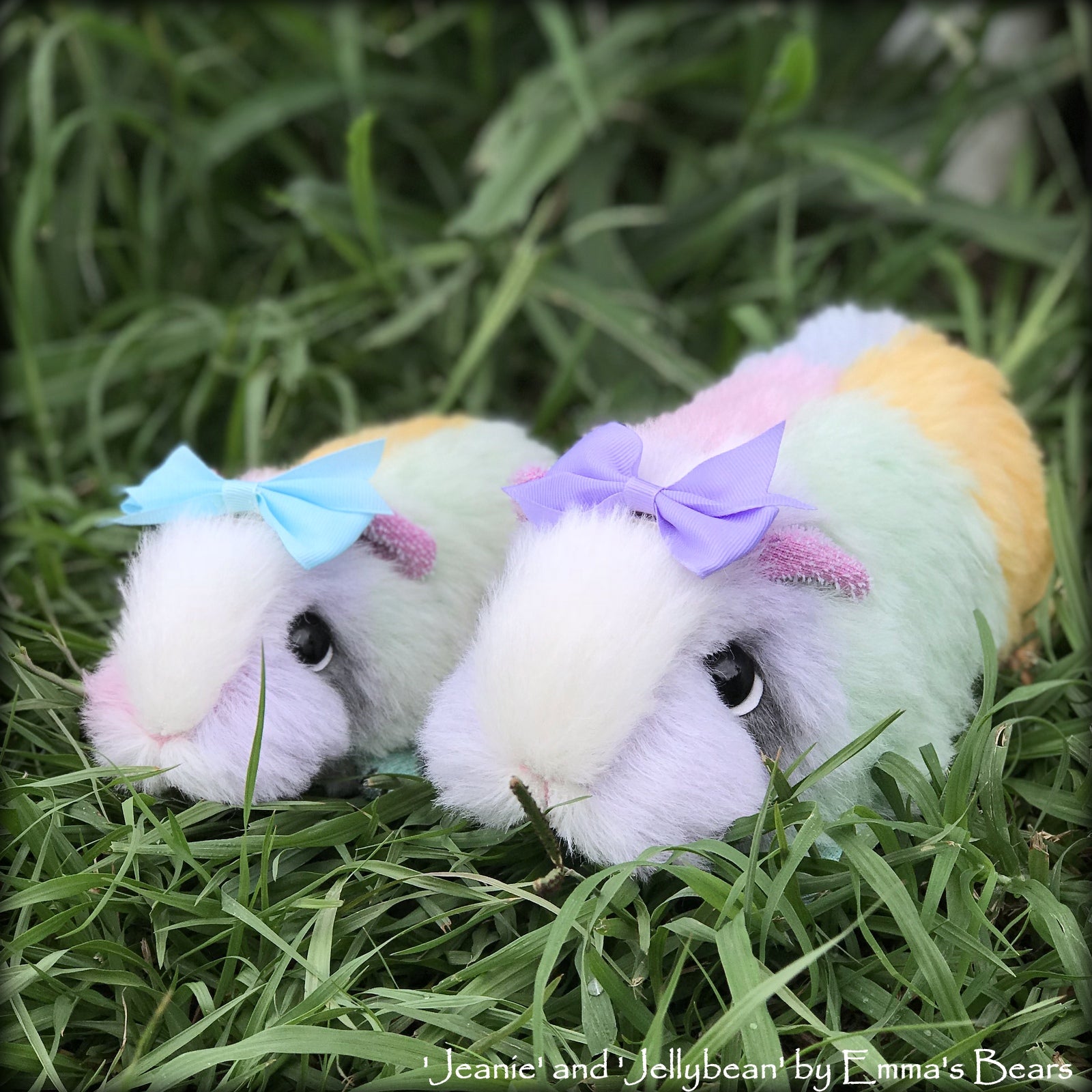 Jeanie and Jellybean - Mother and Daughter Easter Guinea Pigs by Emma's Bears - OOAK