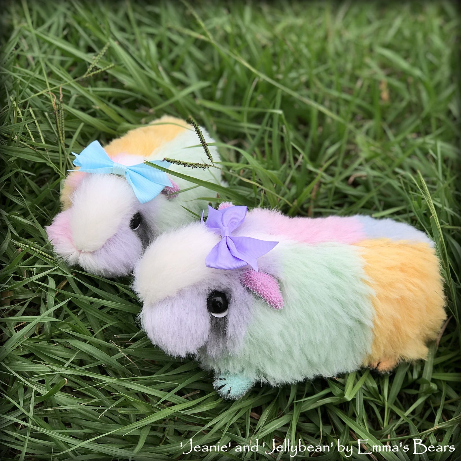 Jeanie and Jellybean - Mother and Daughter Easter Guinea Pigs by Emma's Bears - OOAK