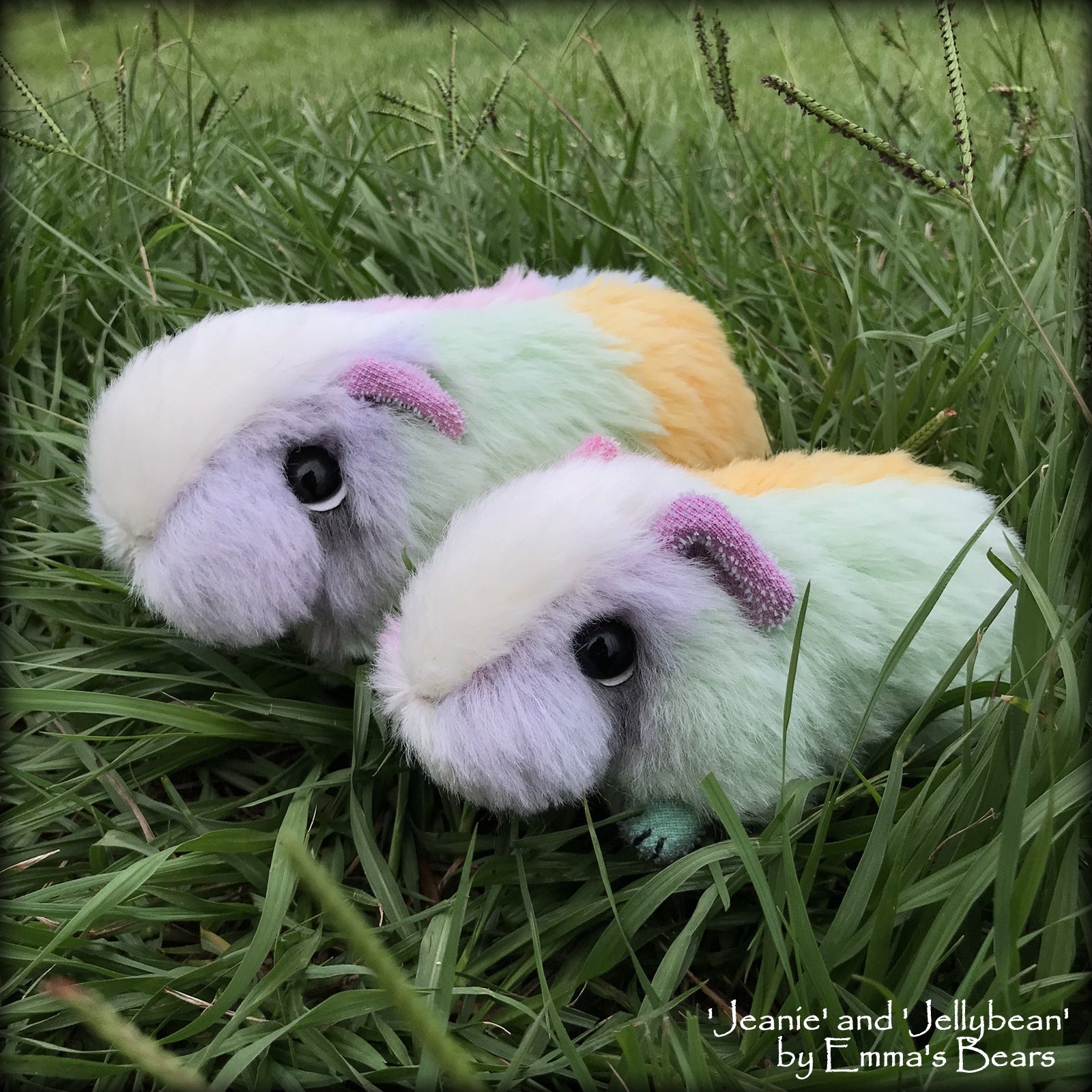 Jeanie and Jellybean - Mother and Daughter Easter Guinea Pigs by Emma's Bears - OOAK