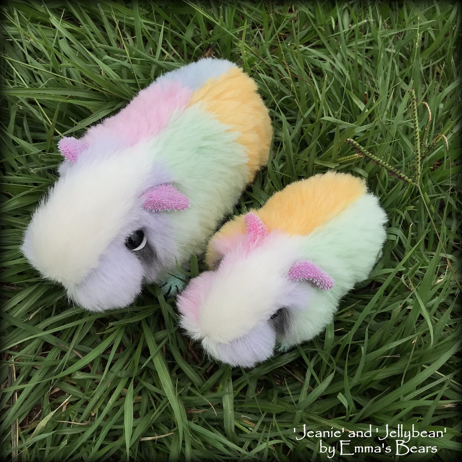 Jeanie and Jellybean - Mother and Daughter Easter Guinea Pigs by Emma's Bears - OOAK