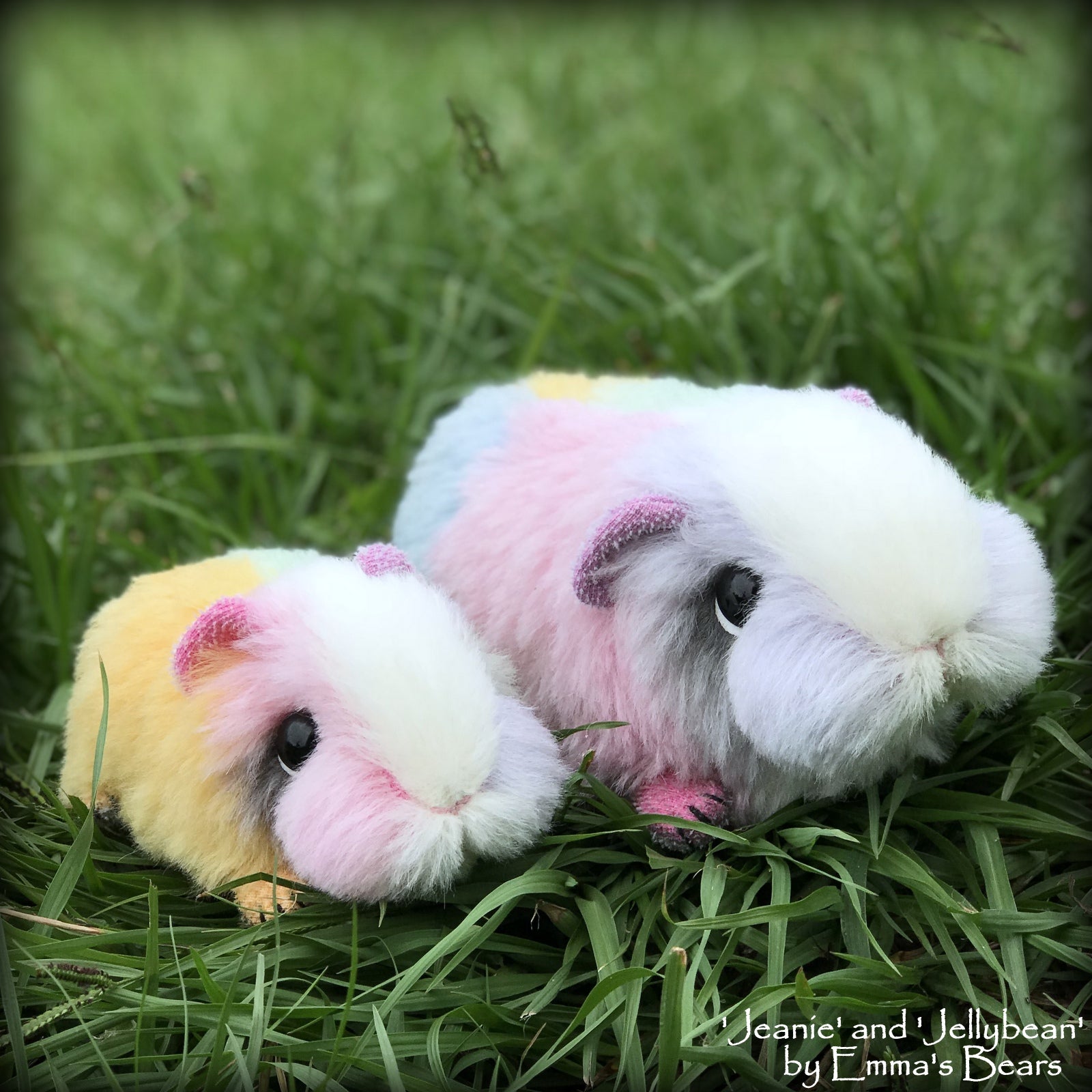 Jeanie and Jellybean - Mother and Daughter Easter Guinea Pigs by Emma's Bears - OOAK