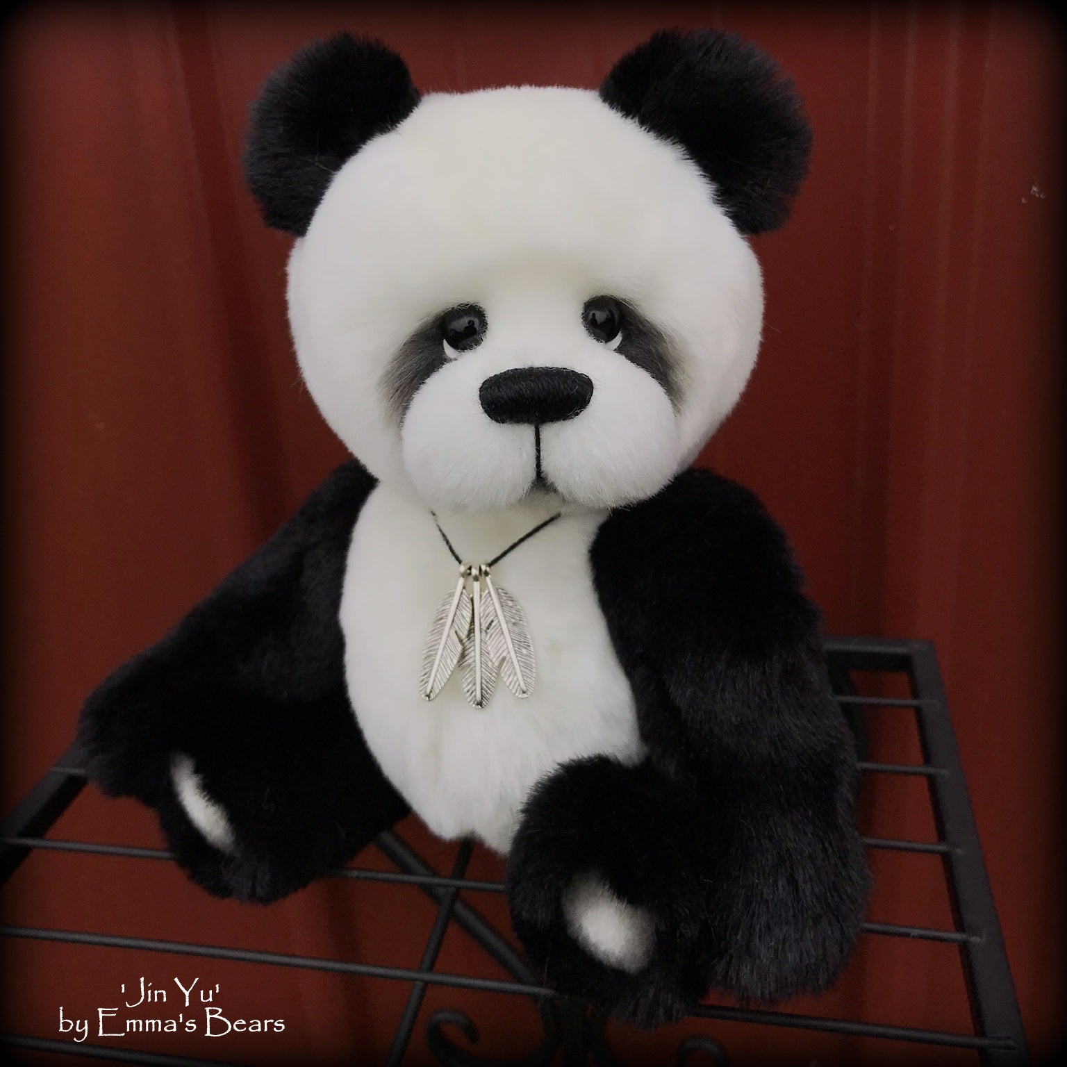 Jin Yu - 9" faux fur artist panda bear by Emmas Bears - OOAK